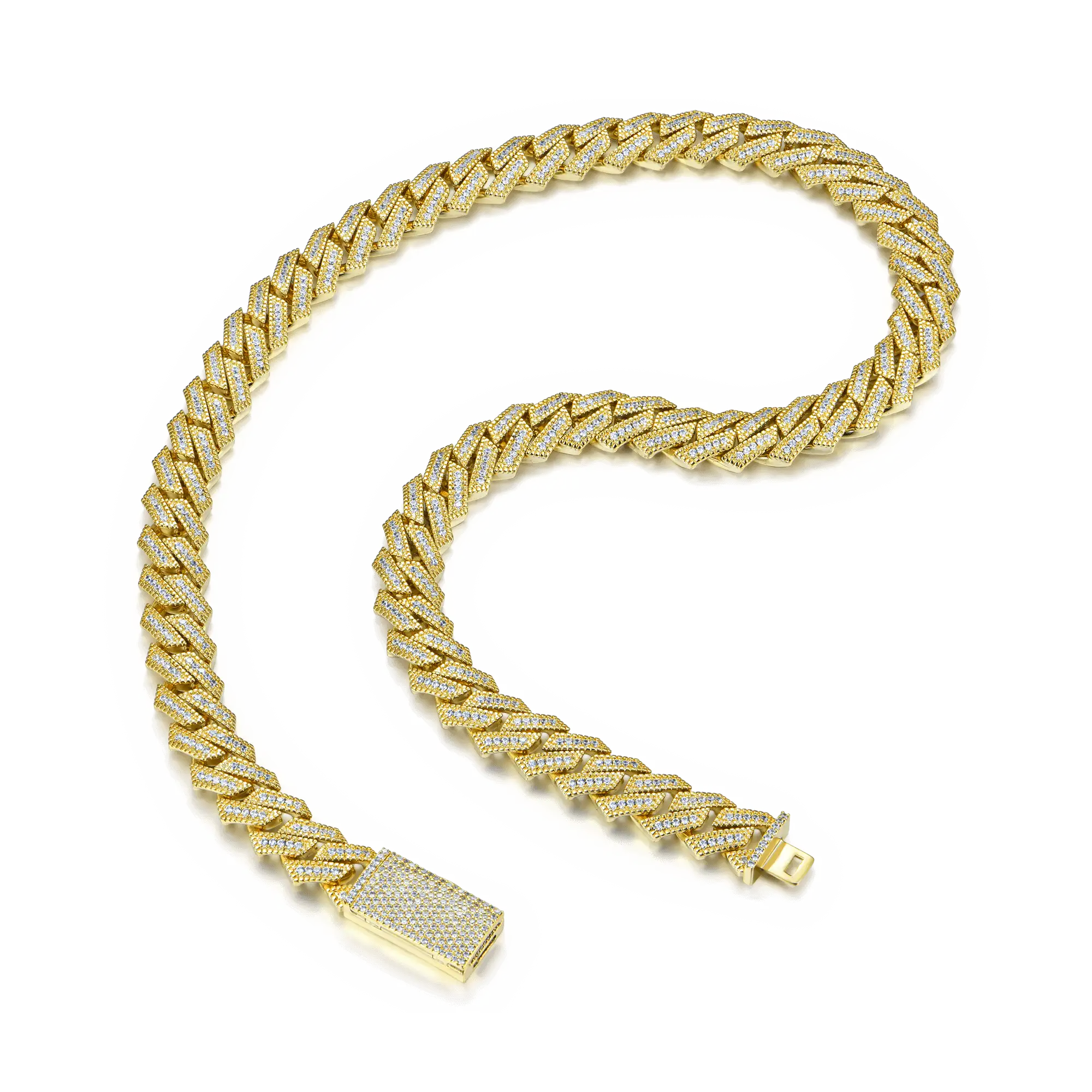 12mm Halo Round Cut Prong Cuban Link Chain - Image 4