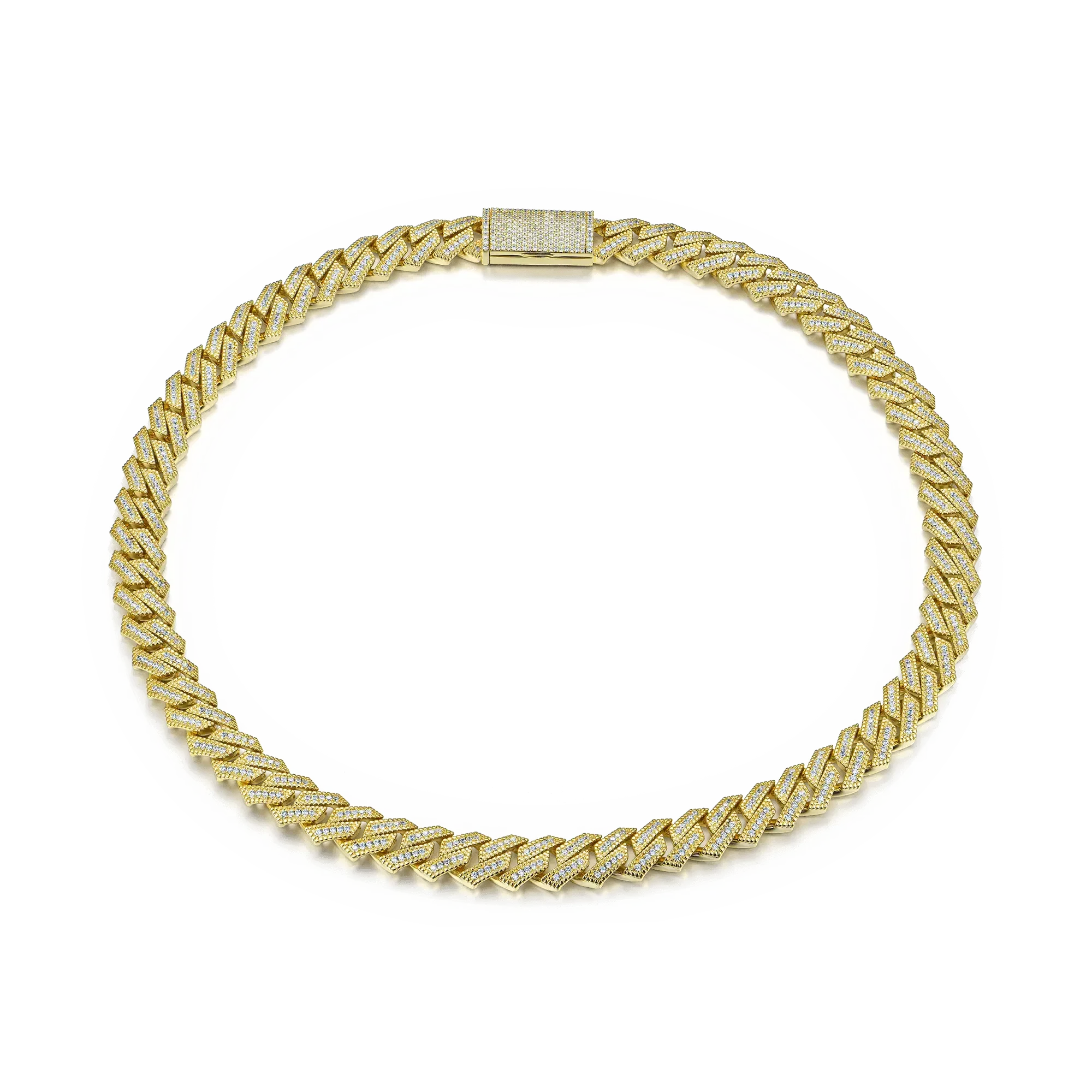 12mm Halo Round Cut Prong Cuban Link Chain - Image 5