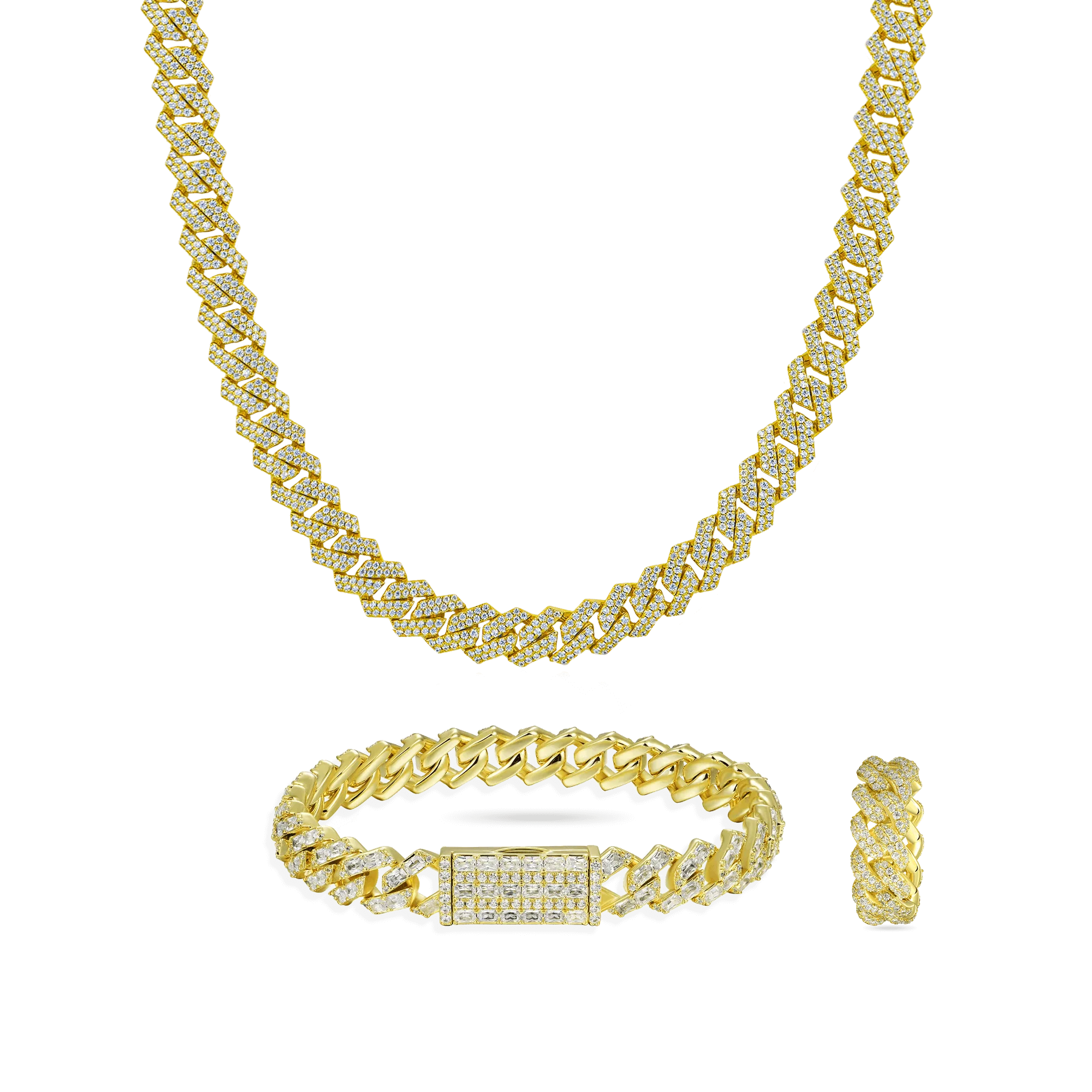 Prong Cuban Chain & Bracelet & Cuban Ring Gift Set - Image 7