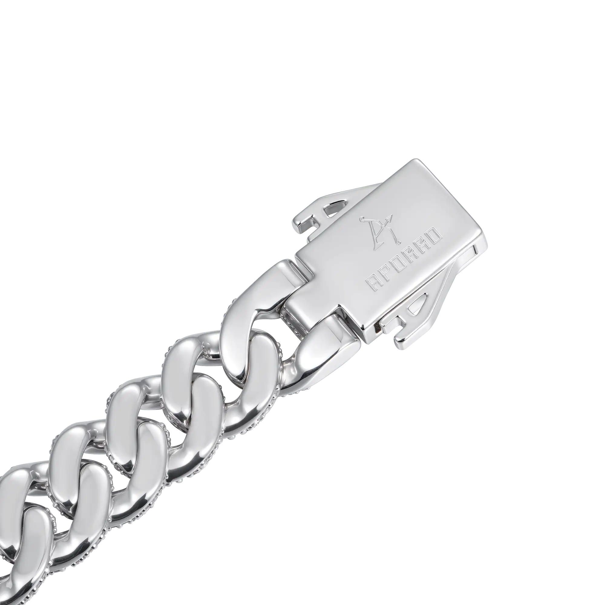 12mm Round Cut Cuban Link Bracelet - White Gold - Image 5