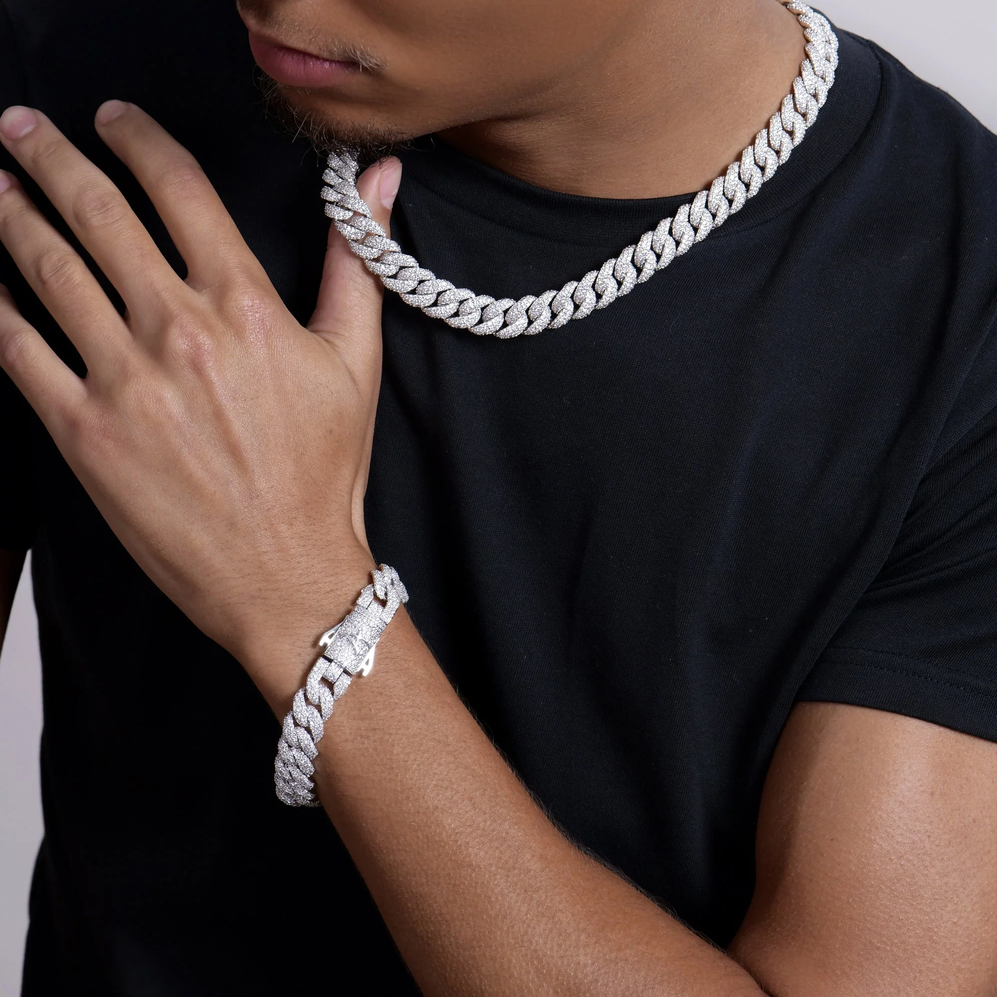 12mm Round Cut Cuban Link Bracelet - Yellow Gold - Image 4