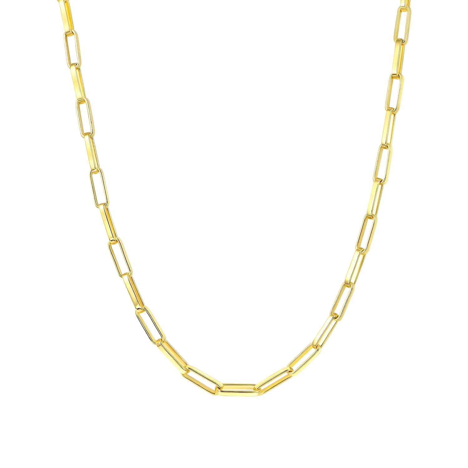 Yellow Gold Paper Clip Chain - 4mm