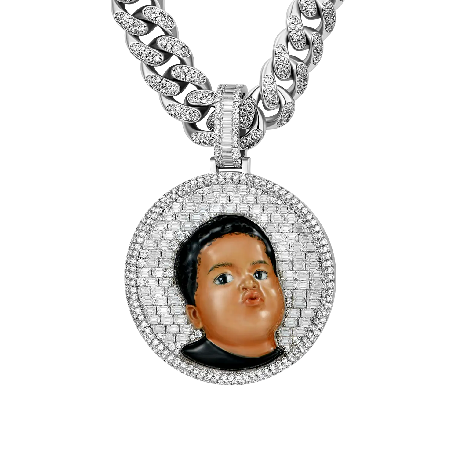 Custom 50mm Moissanite Enamel Round Pendant - Image 5