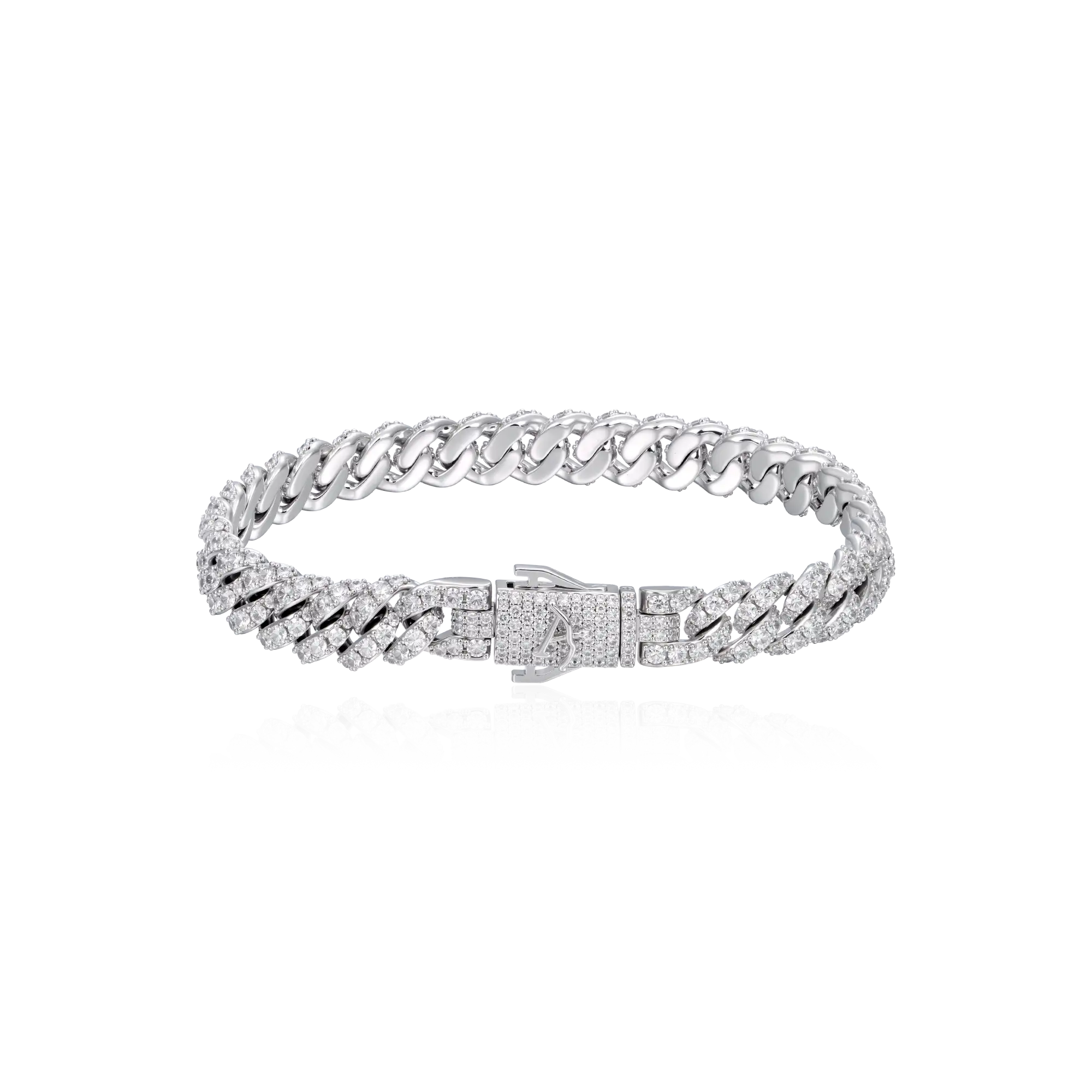 8mm Micro Round Cut Cuban Link Bracelet - Yellow Gold - Image 2