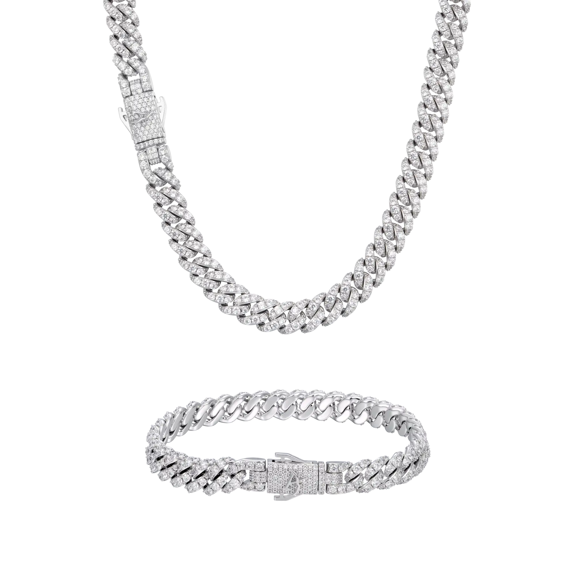 8mm Round Cut Cuban Chain & Bracelet Set - Image 4