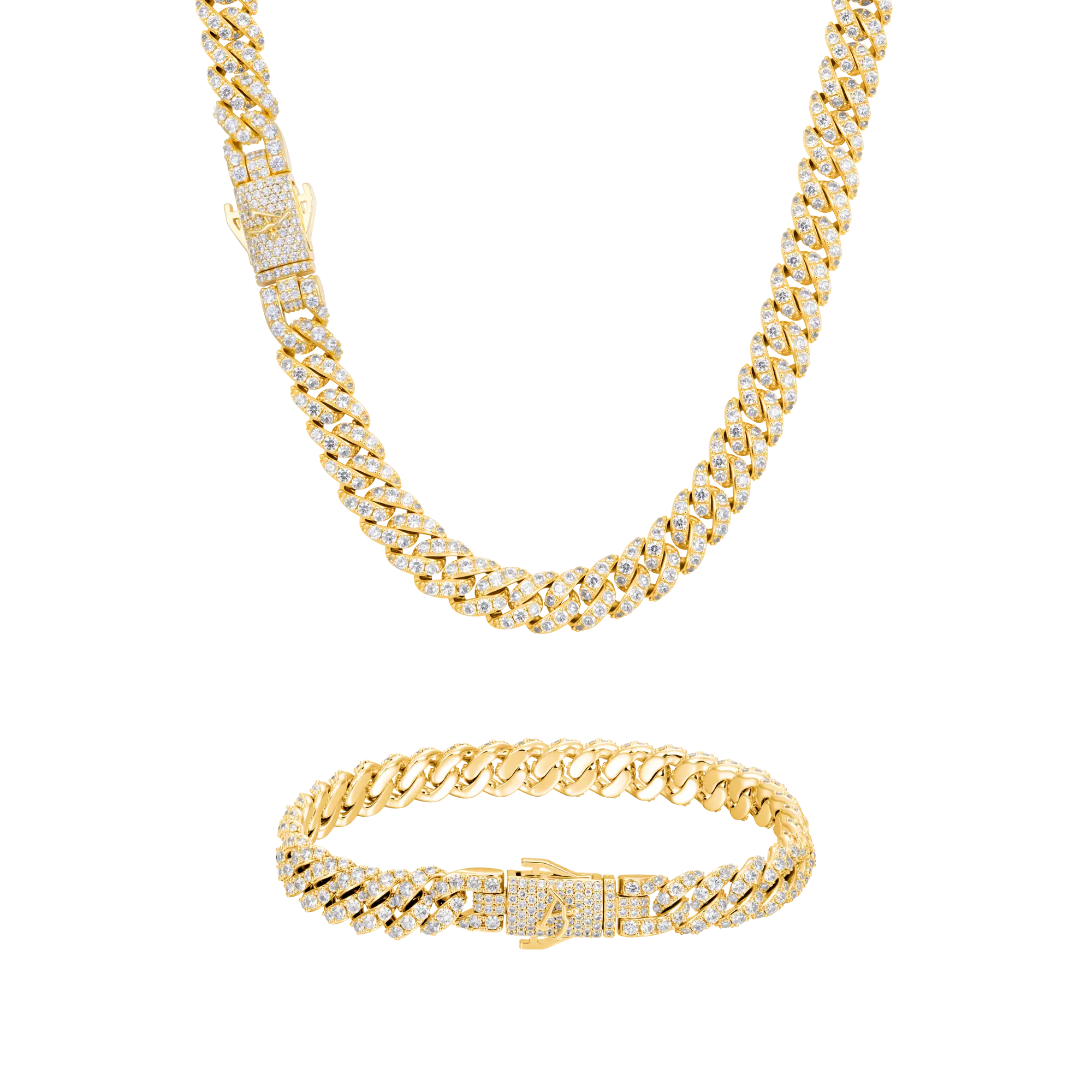 8mm Round Cut Cuban Chain & Bracelet Set - Image 8