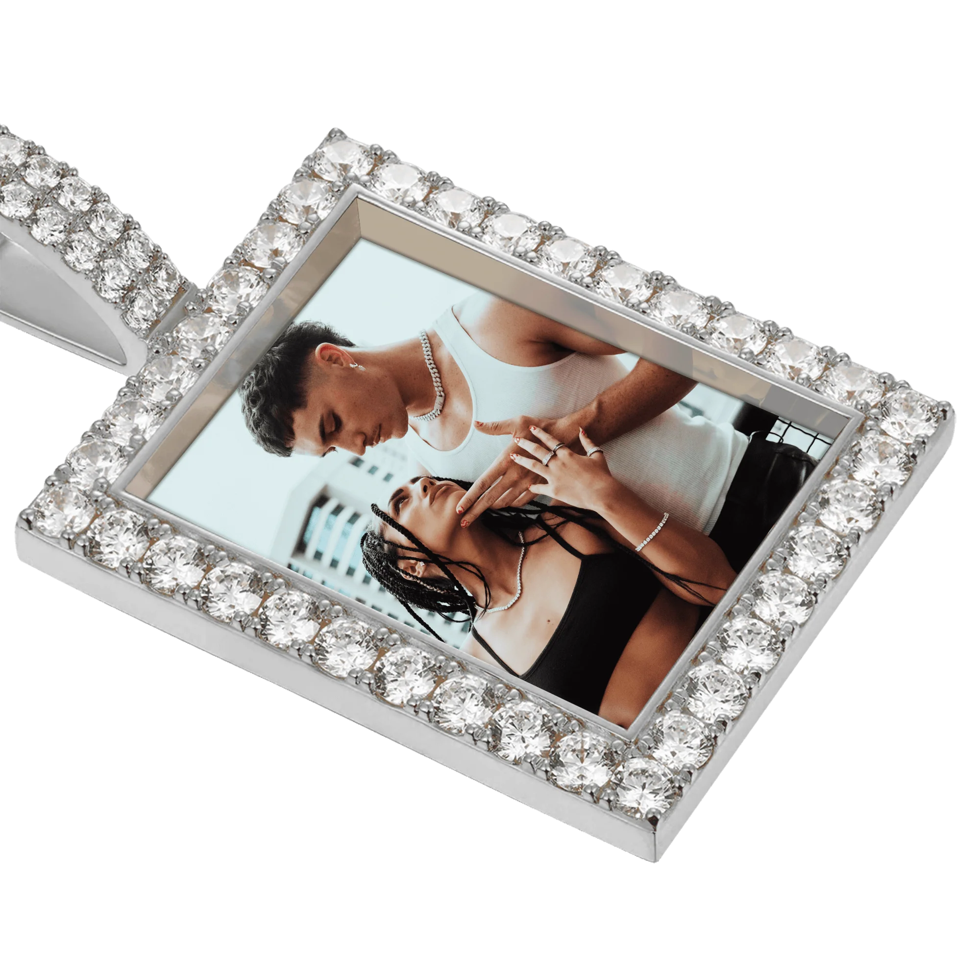 Iced Custom Rectangular Photo Pendant - Image 7