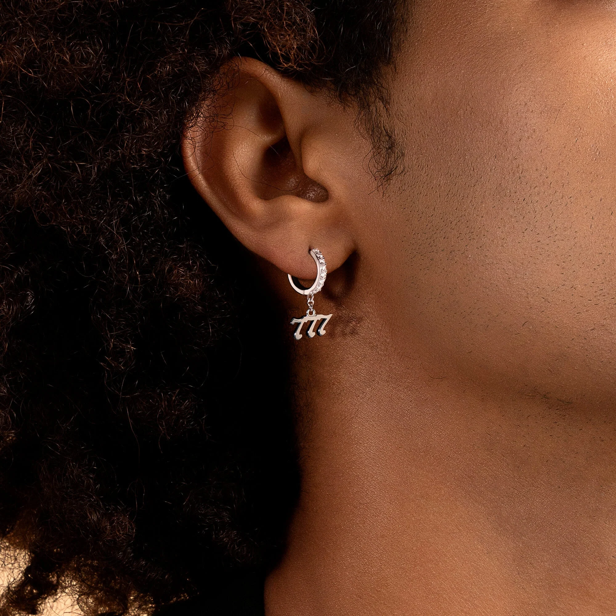 Moissanite S925 Angel Number Dangly Earring - 777 - Image 2