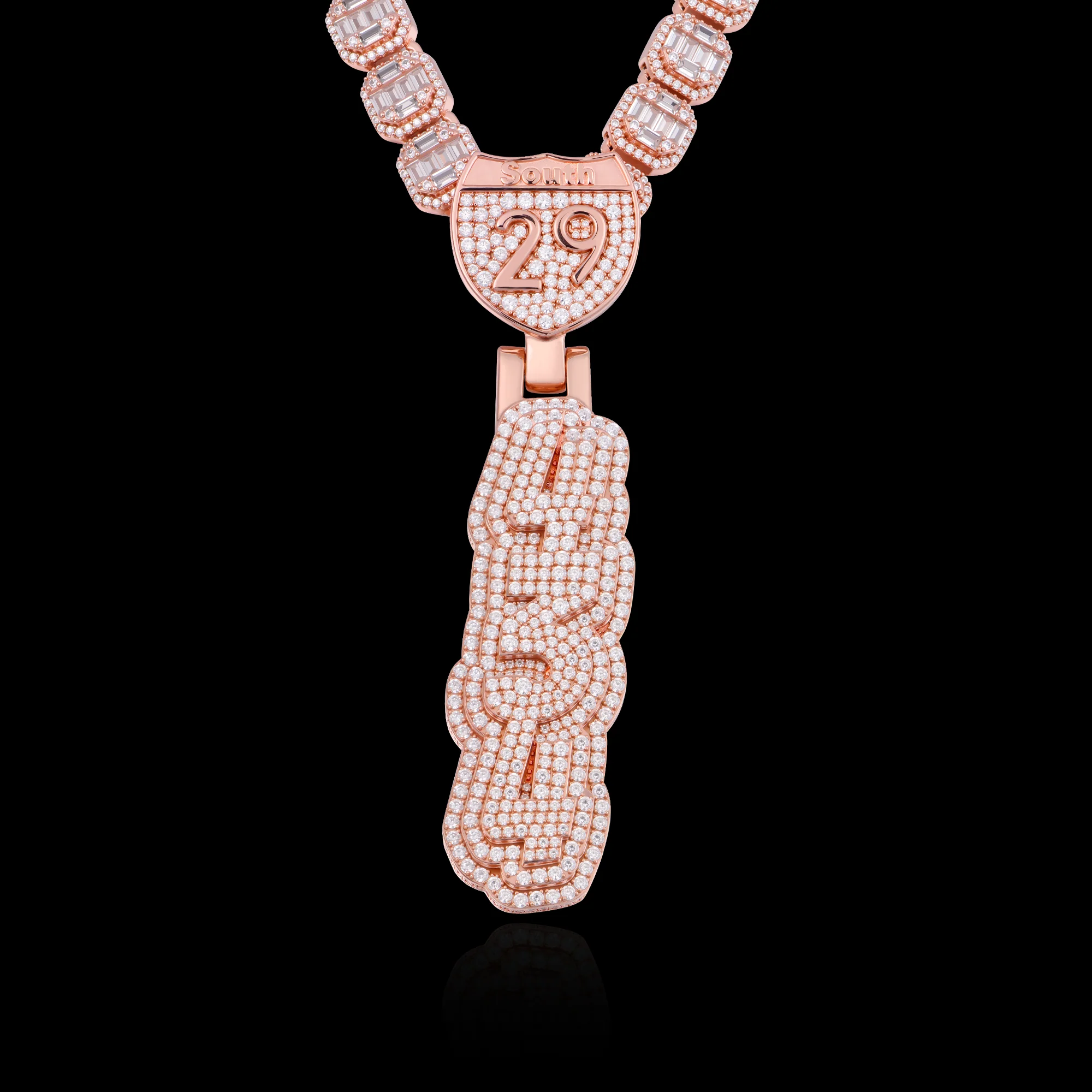 APORRO Premium Custom 3D Triple-layered Vertial Style Iced Numbers Pendant