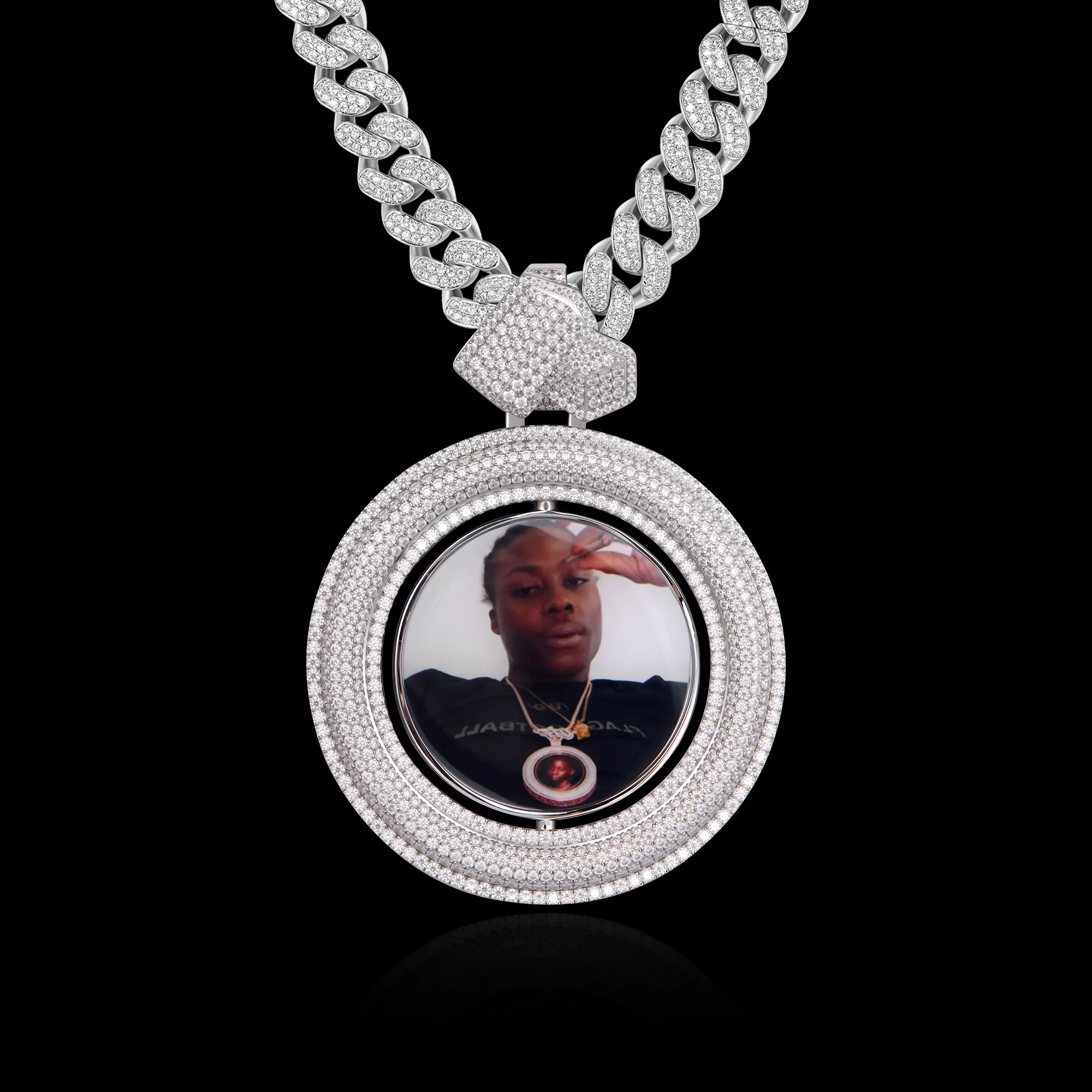APORRO Premium Custom lced Dual-face Spinning Photo Pendant