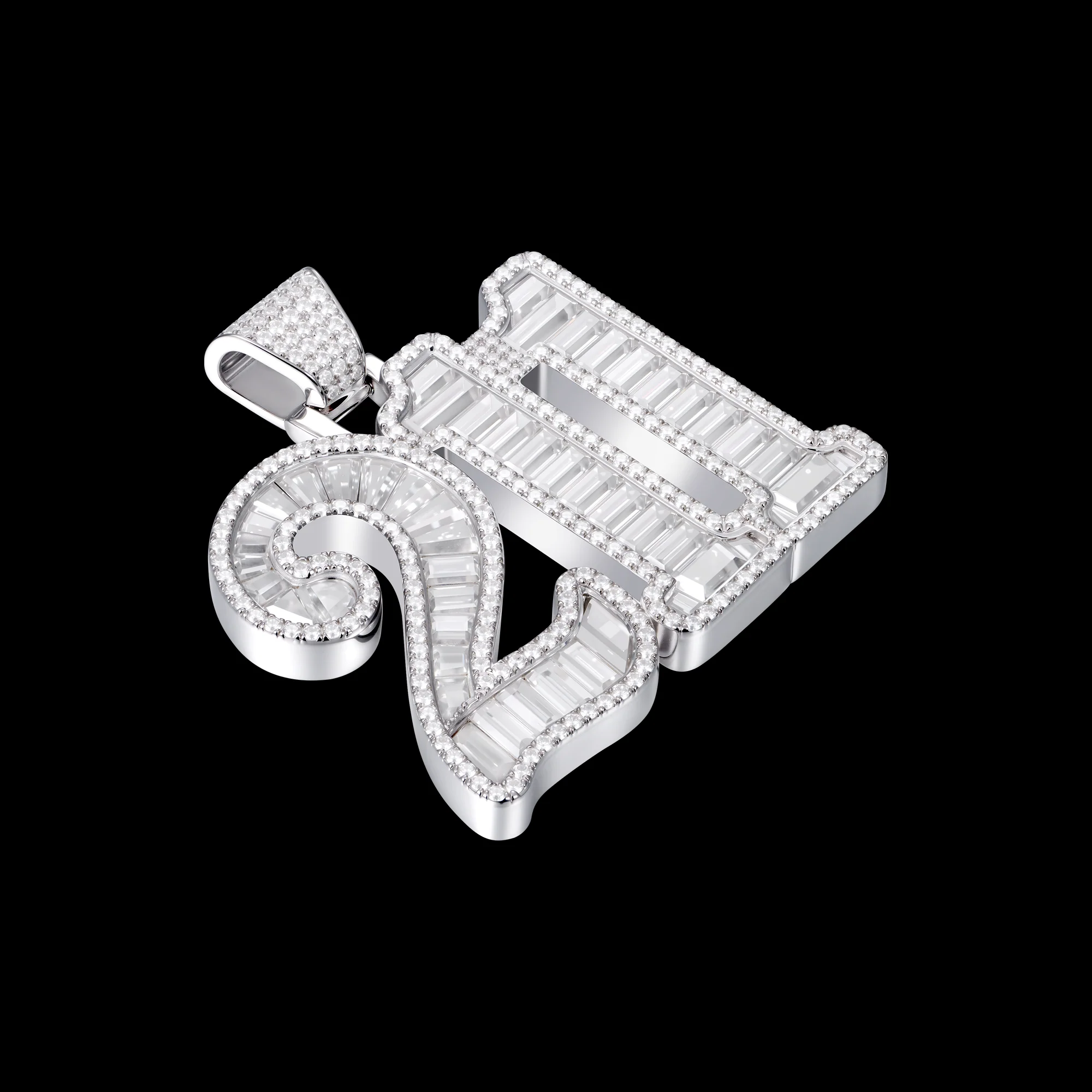 APORRO Premium Custom Iced Baguette Numbers Pendant - Image 2
