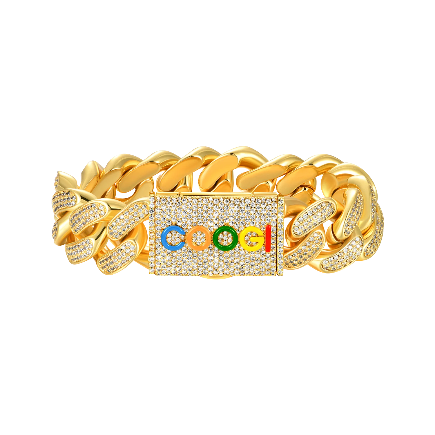 APORRO X COOGI 19mm White Gold Beating Cuban Bracelet