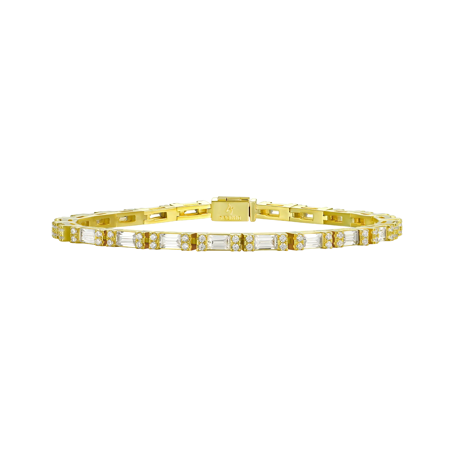 Baguette and Round Cut Tennis Bracelet - 3mm - Image 6