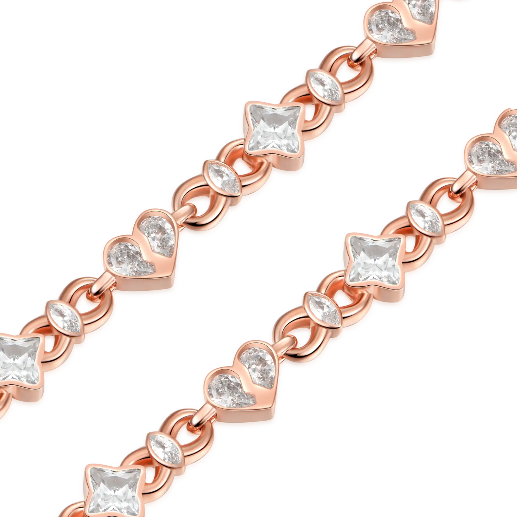 Baguette Clustered Tennis + Radiant Hearts Entwined Bracelet Gift Set - Image 6