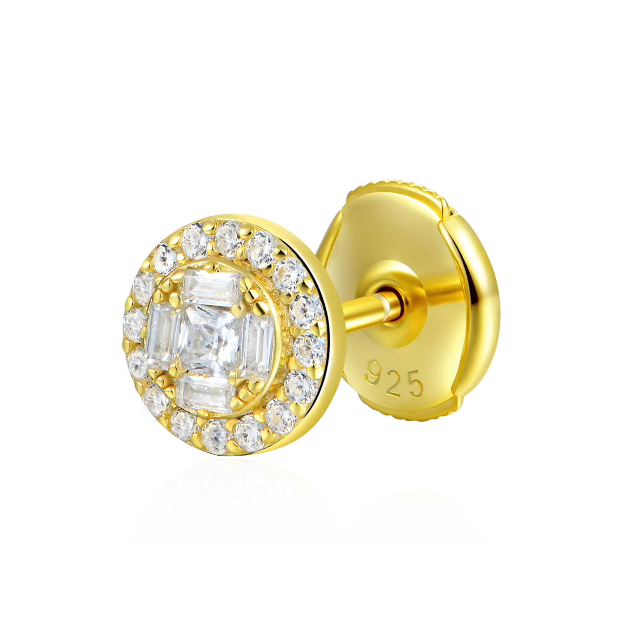 S925 Baguette Mix Halo Stud Earring Set - Image 3