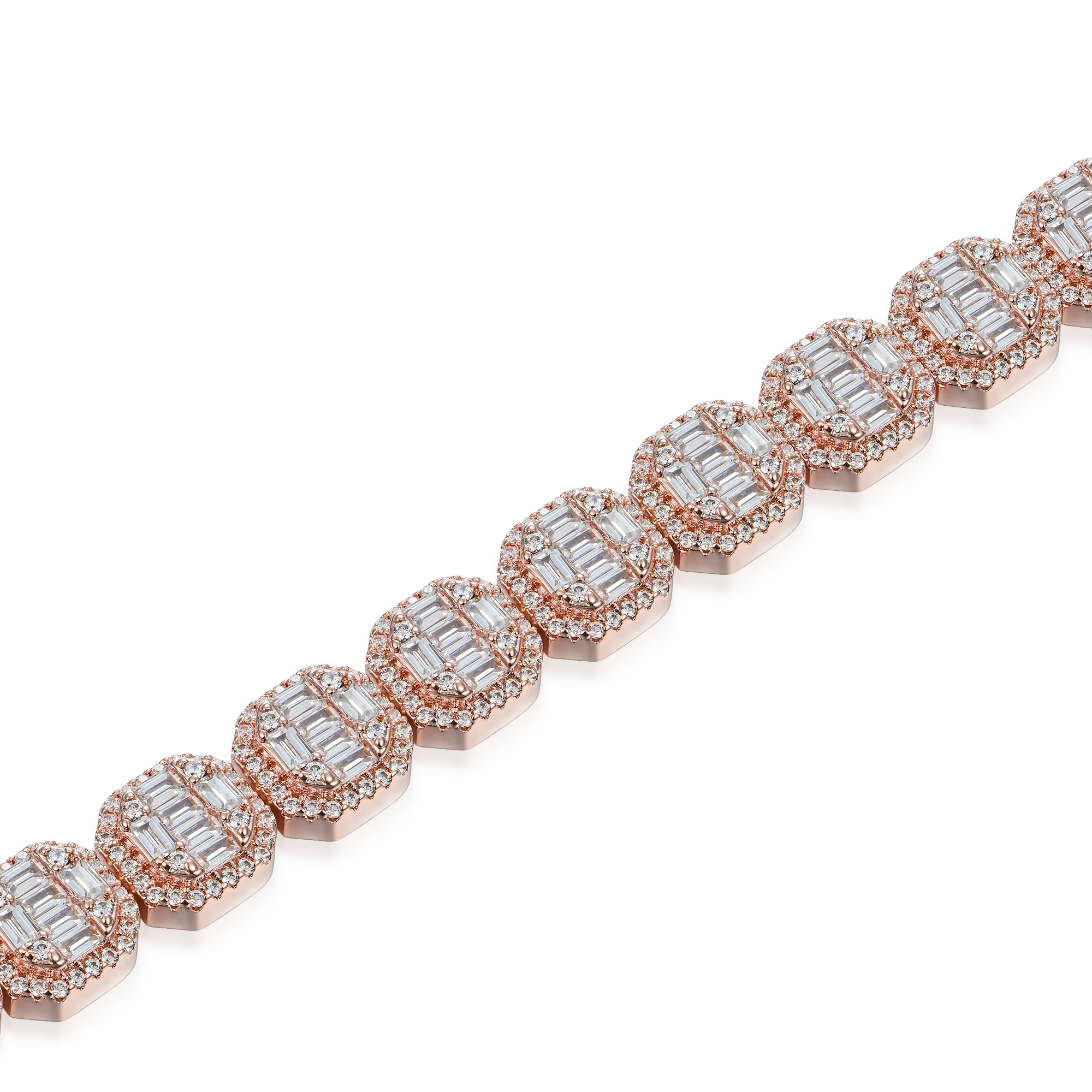 Moissanite Baguette Clustered Tennis Bracelet - 8mm - Image 4