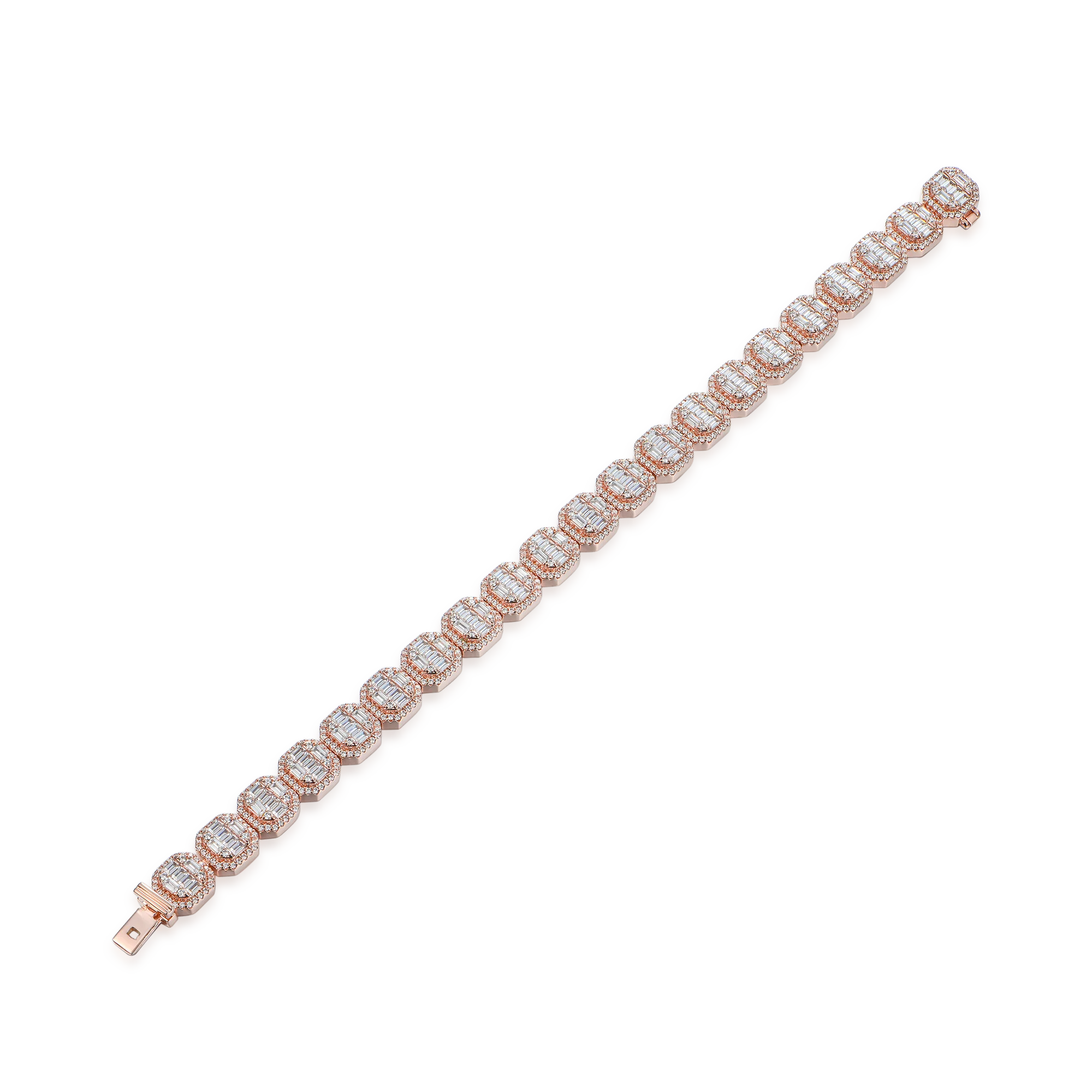 Moissanite Baguette Clustered Tennis Bracelet - 8mm - Image 5