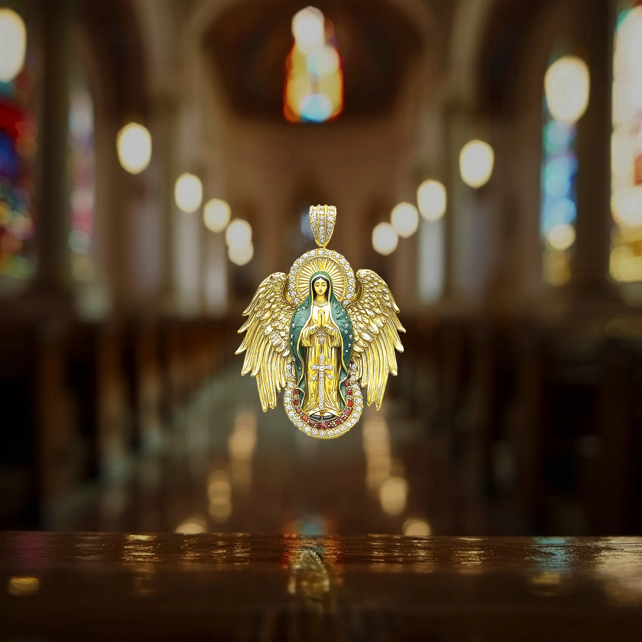 Blessed Mary Halo Winged Pendant - Image 3