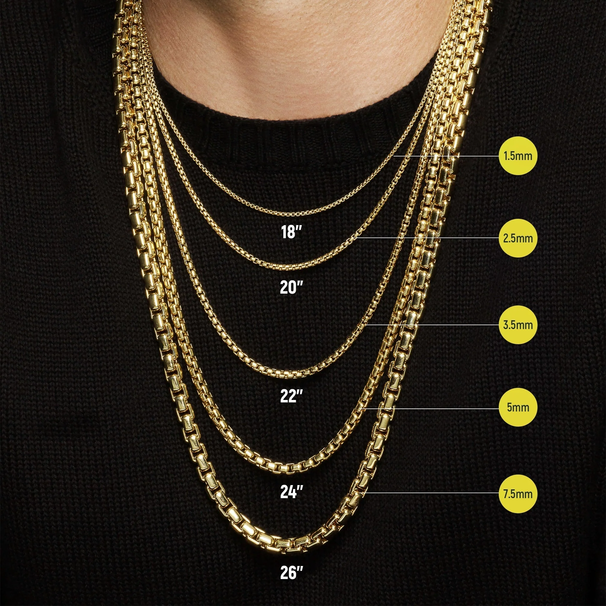 3.5mm Box Chain - Yellow Gold - Image 4