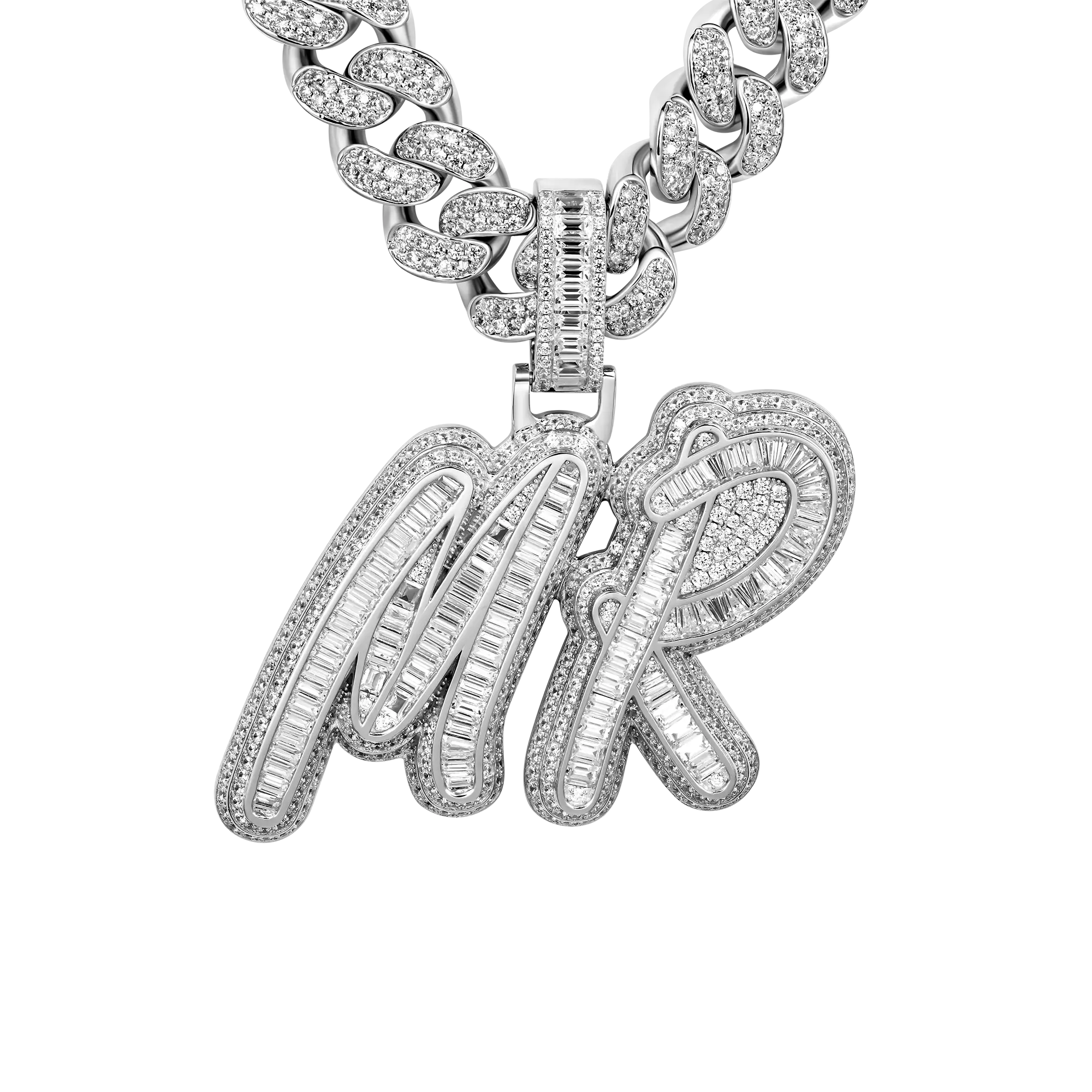 Custom Iced Out Multi-layer Baguette Font Pendant - Image 8