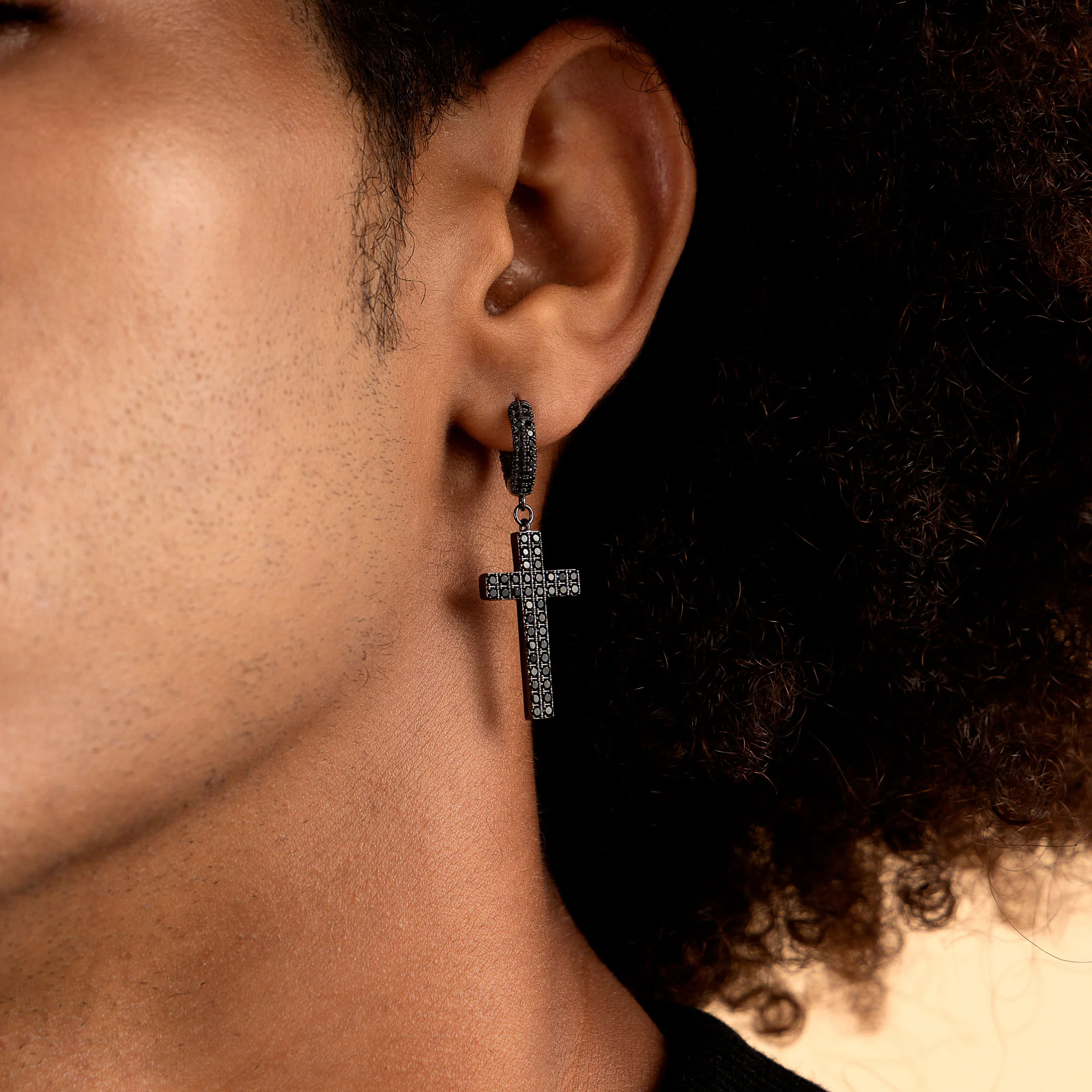 S925 Cross Earring (with Two-Row Gems) - Image 12