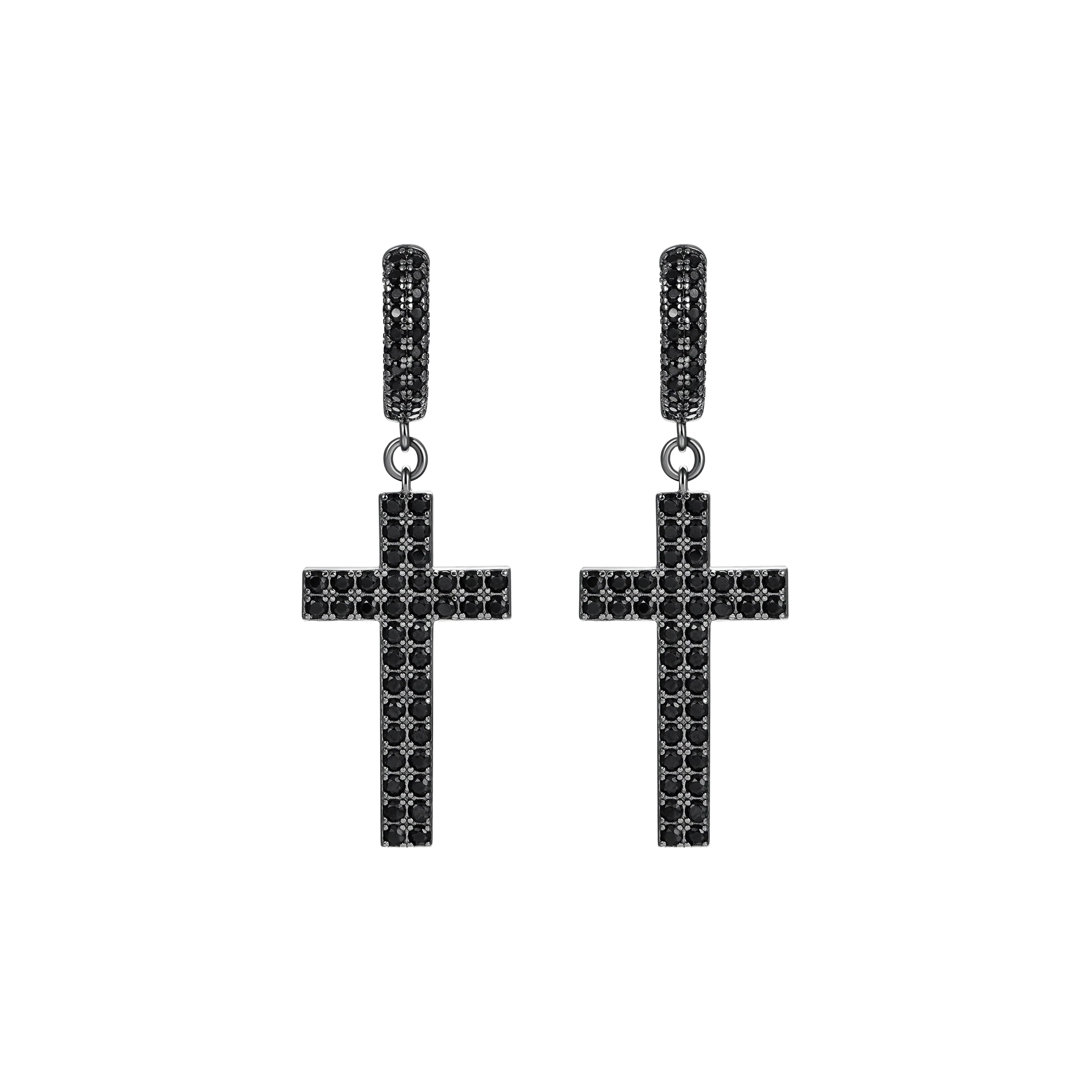 S925 Cross Earring (with Two-Row Gems) - Image 14