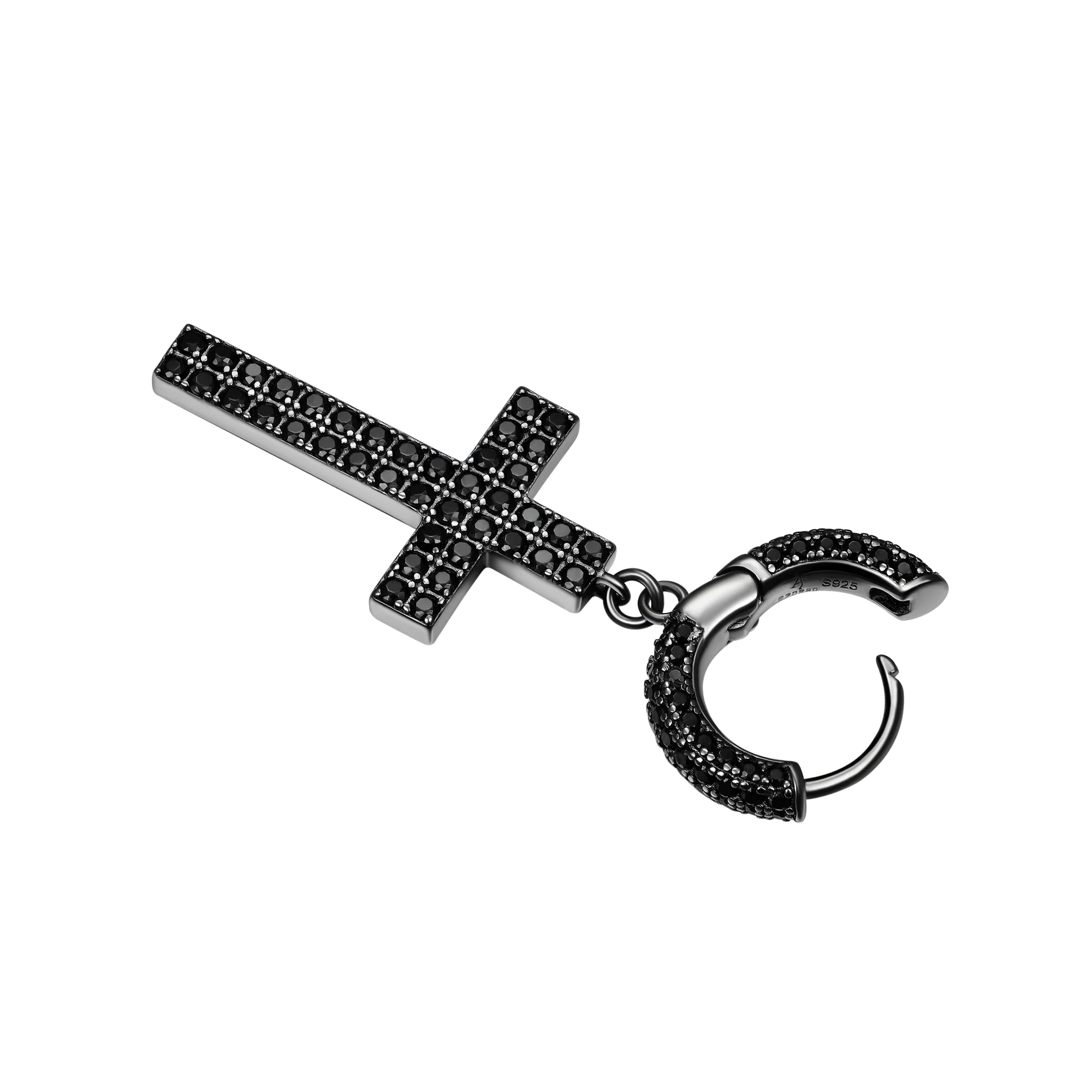 S925 Cross Earring (with Two-Row Gems) - Image 17