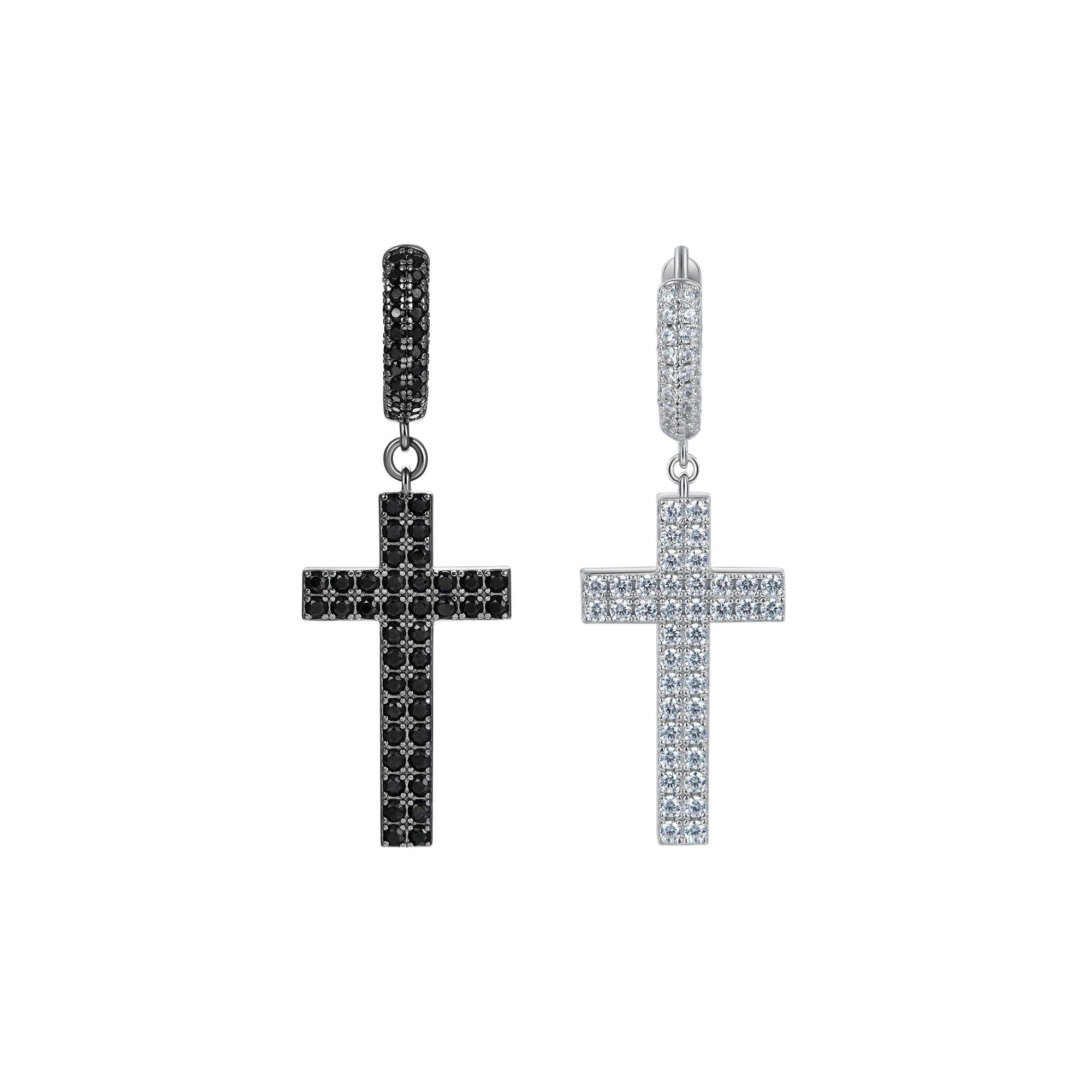 S925 Cross Earring (with Two-Row Gems) - Image 18