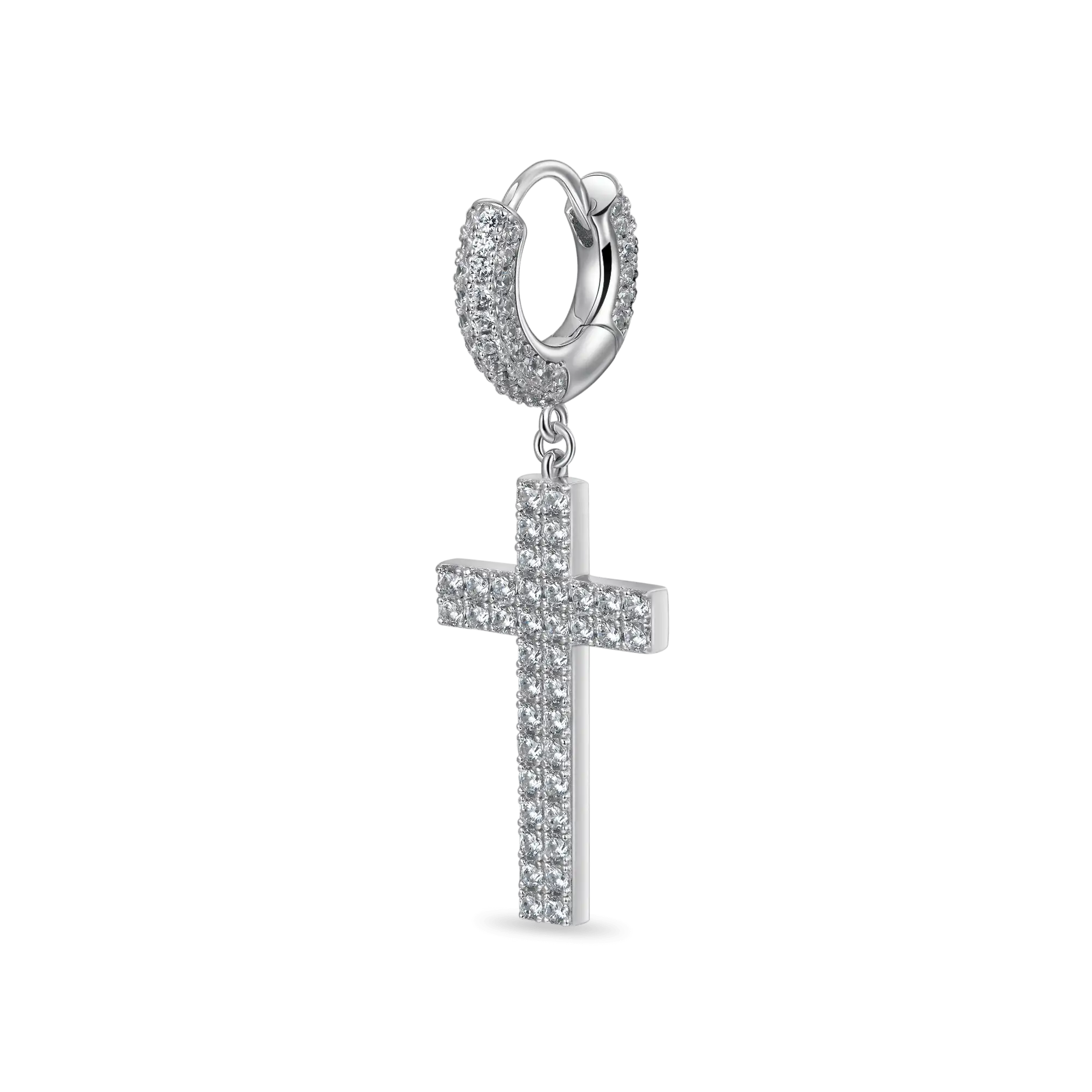 S925 Cross Earring (with Two-Row Gems) - Image 4