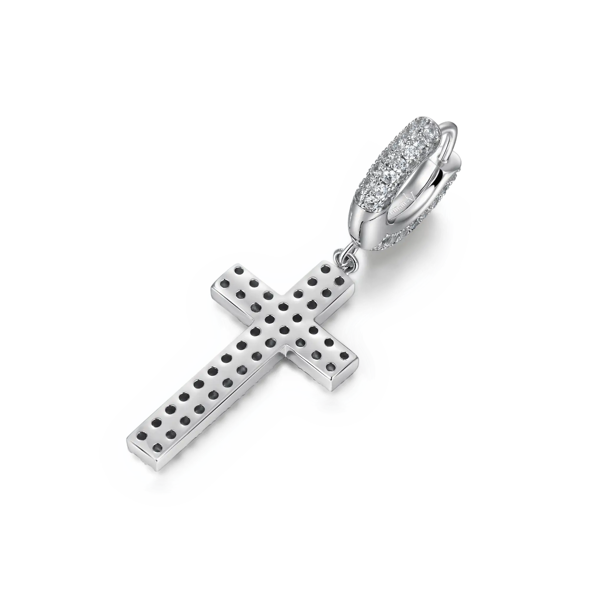 S925 Cross Earring (with Two-Row Gems) - Image 6