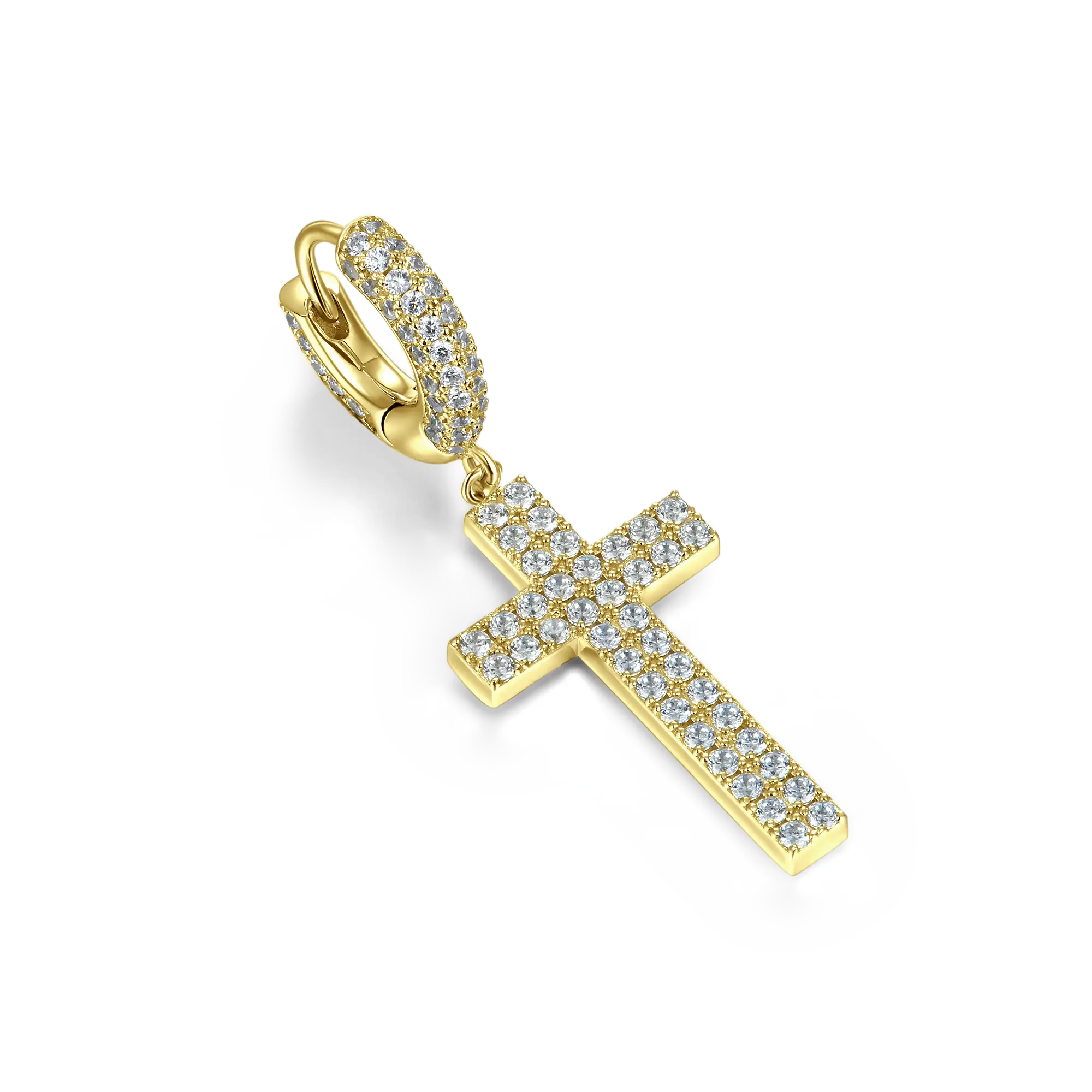 S925 Cross Earring (with Two-Row Gems) - Image 9