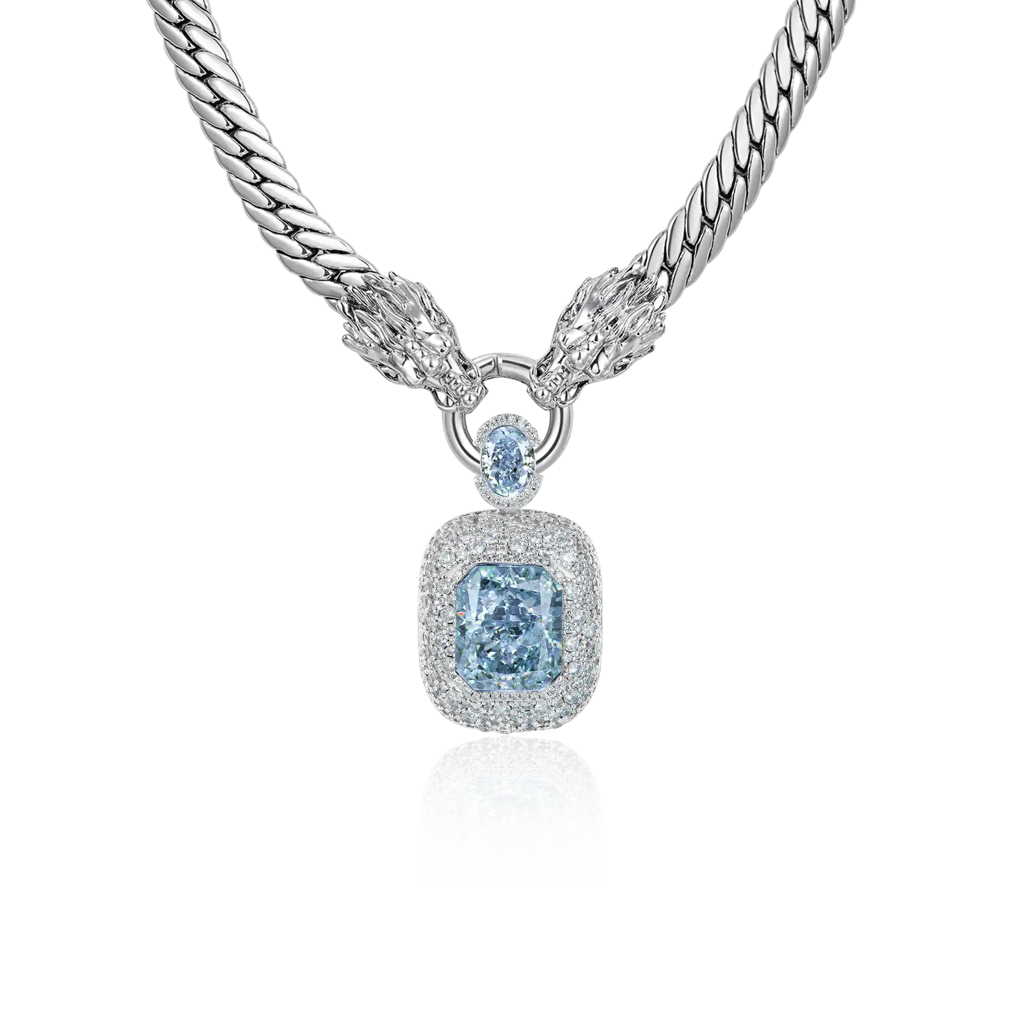 Crused Ice Pendant + WONG Double Dragon Cuban Chain Gift Set - Image 3
