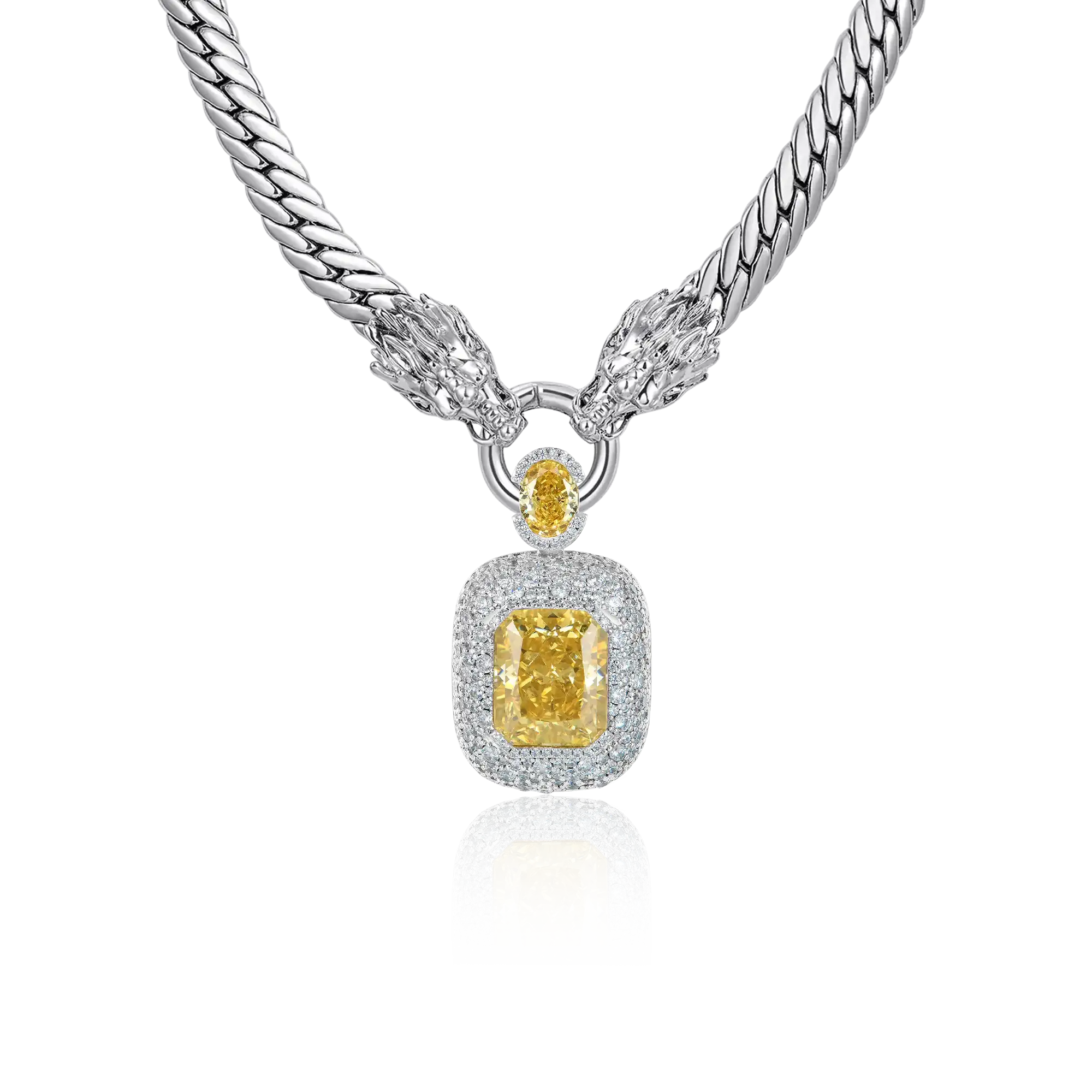 Crused Ice Pendant + WONG Double Dragon Cuban Chain Gift Set - Image 4
