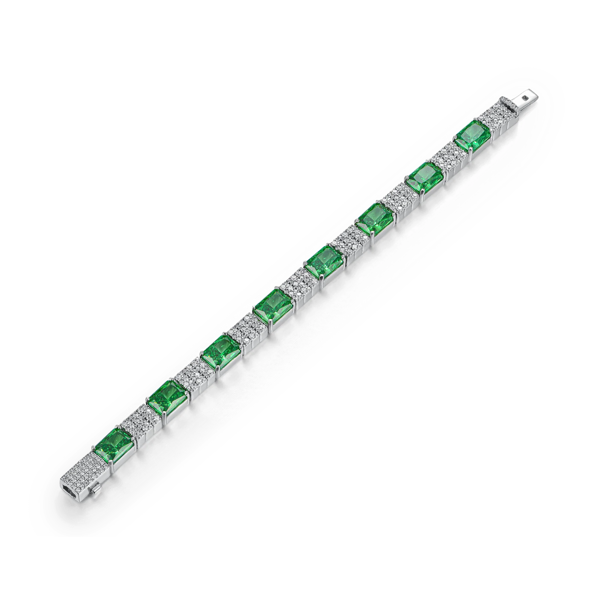 Crushed Ice Circulation Tennis Bracelet - Fancy Green - Image 3