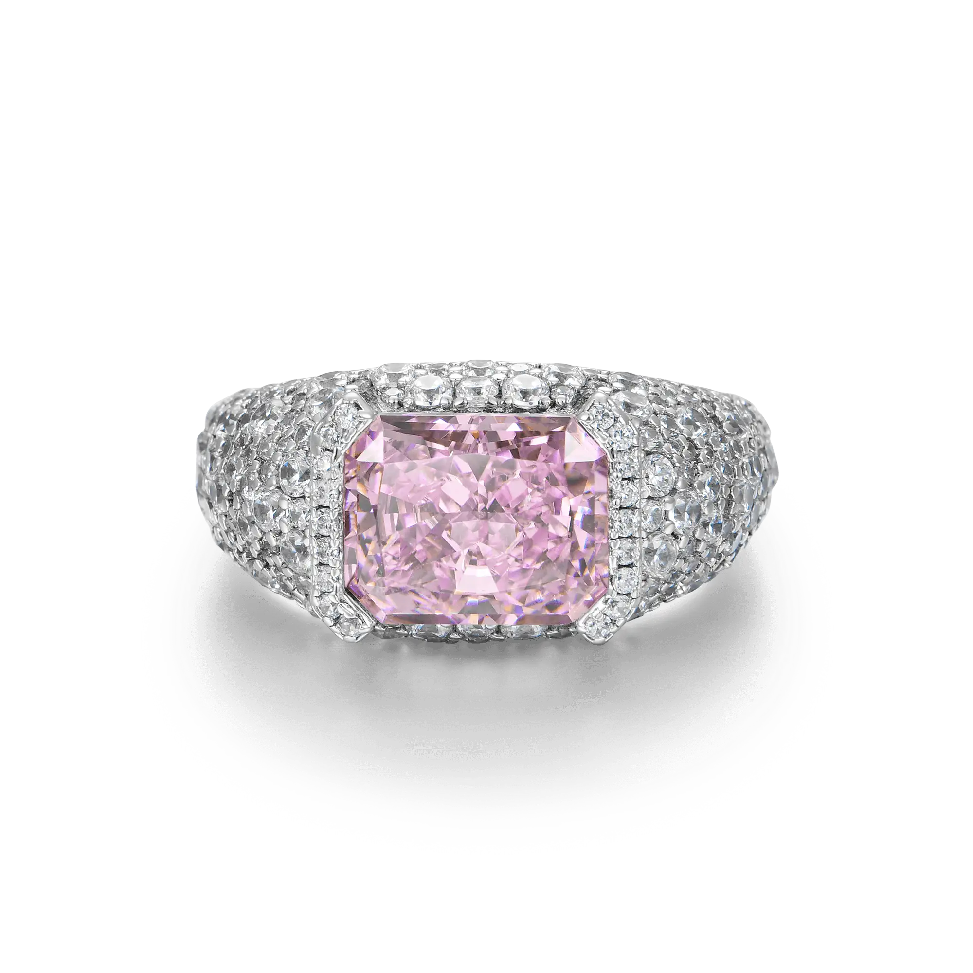 Crushed Ice Emerald Cut Ring - Fancy Light Pink