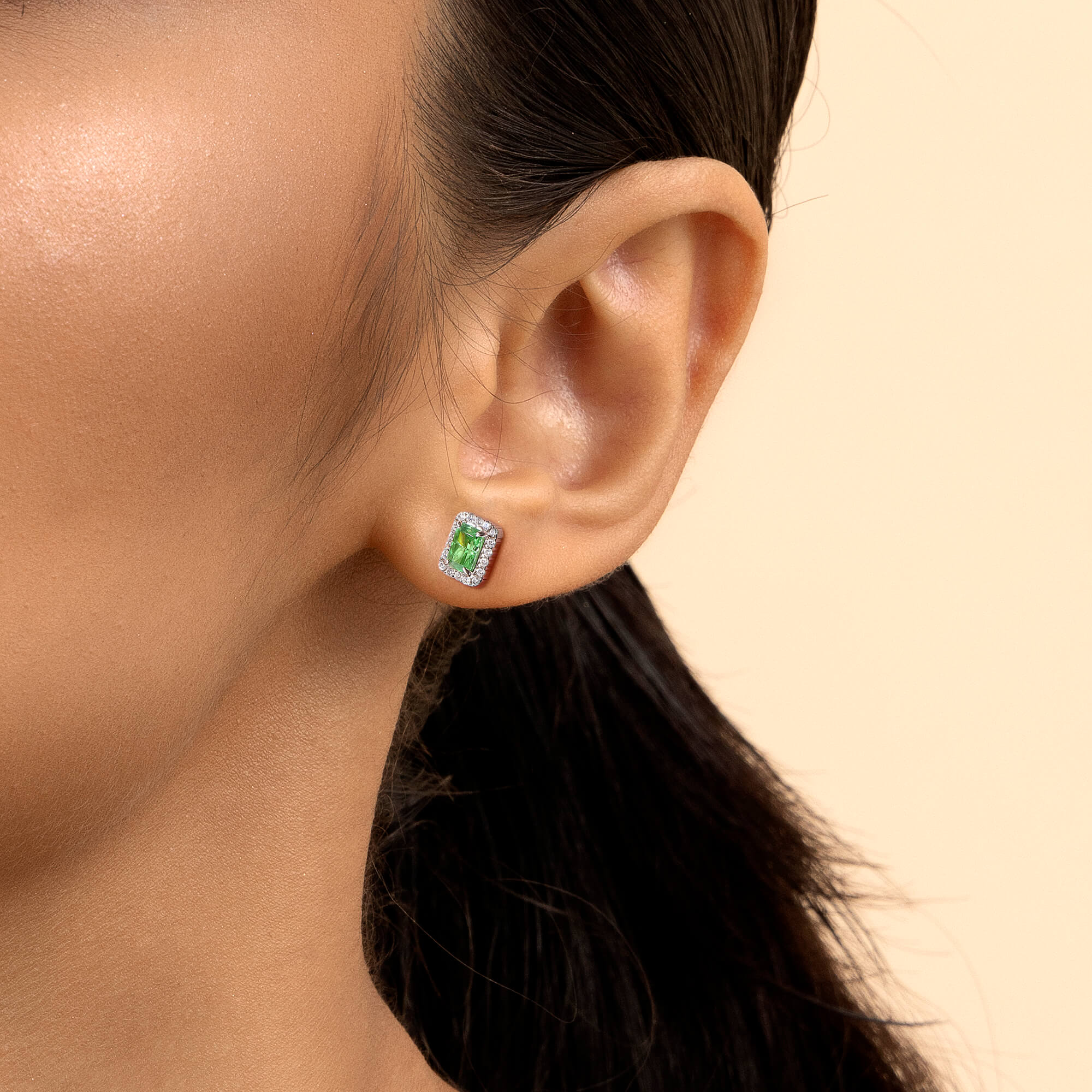 Crushed Ice Emerald Cut Stud Earrings - Pair - Image 3
