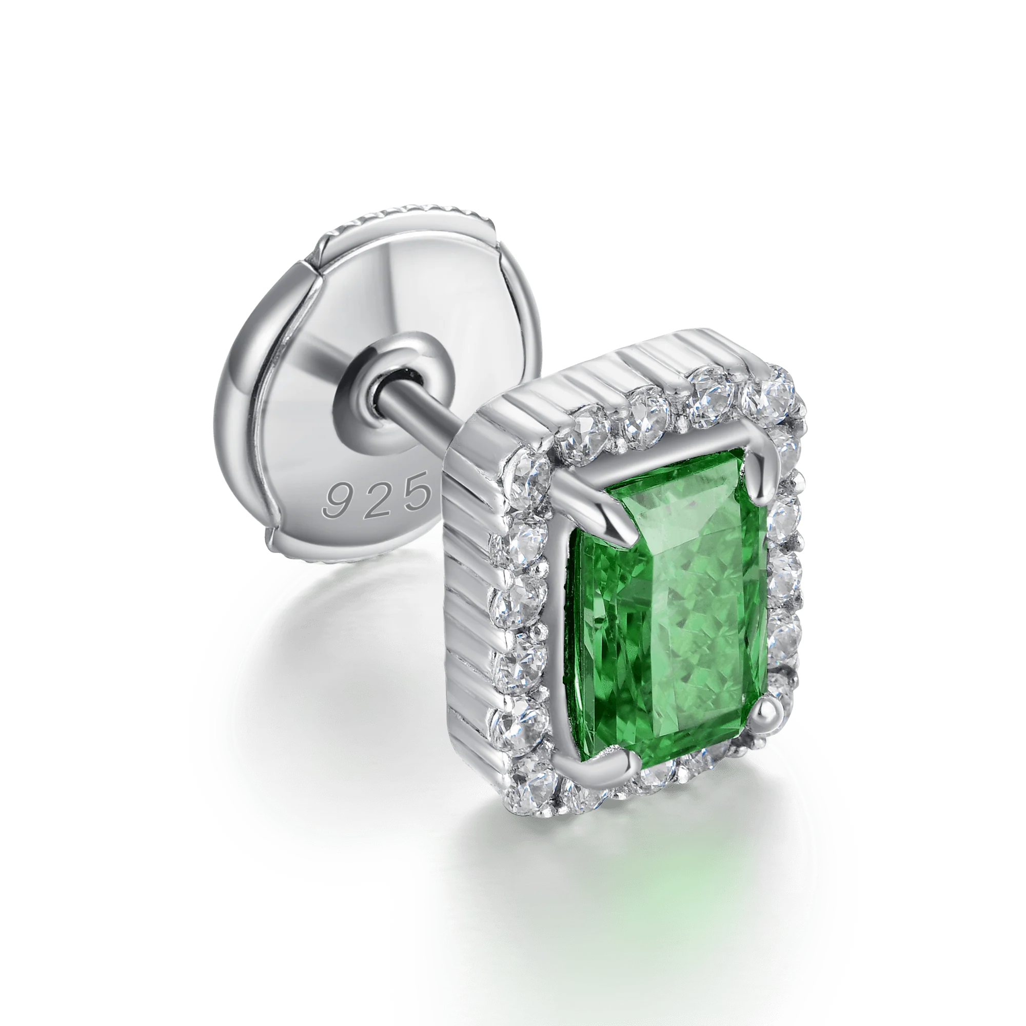 Crushed Ice Emerald Cut Stud Earrings - Pair - Image 4