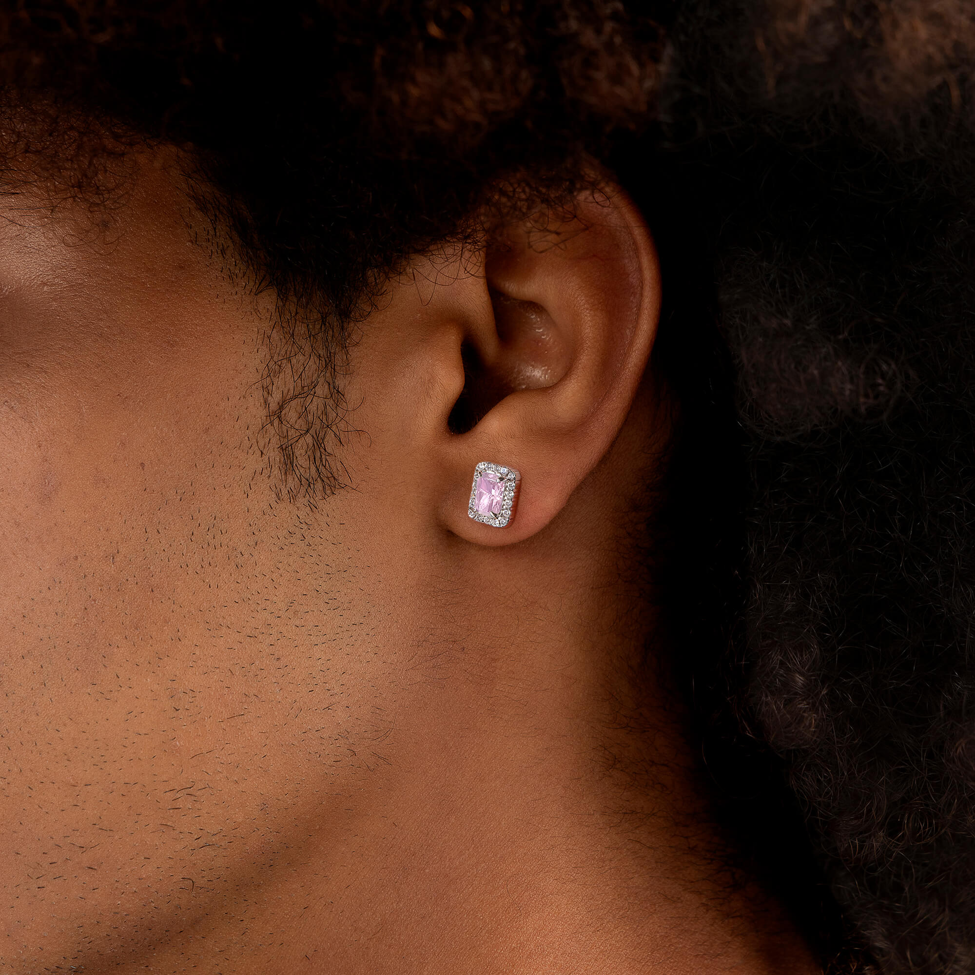 Crushed Ice Emerald Cut Stud Earrings - Pair - Image 7