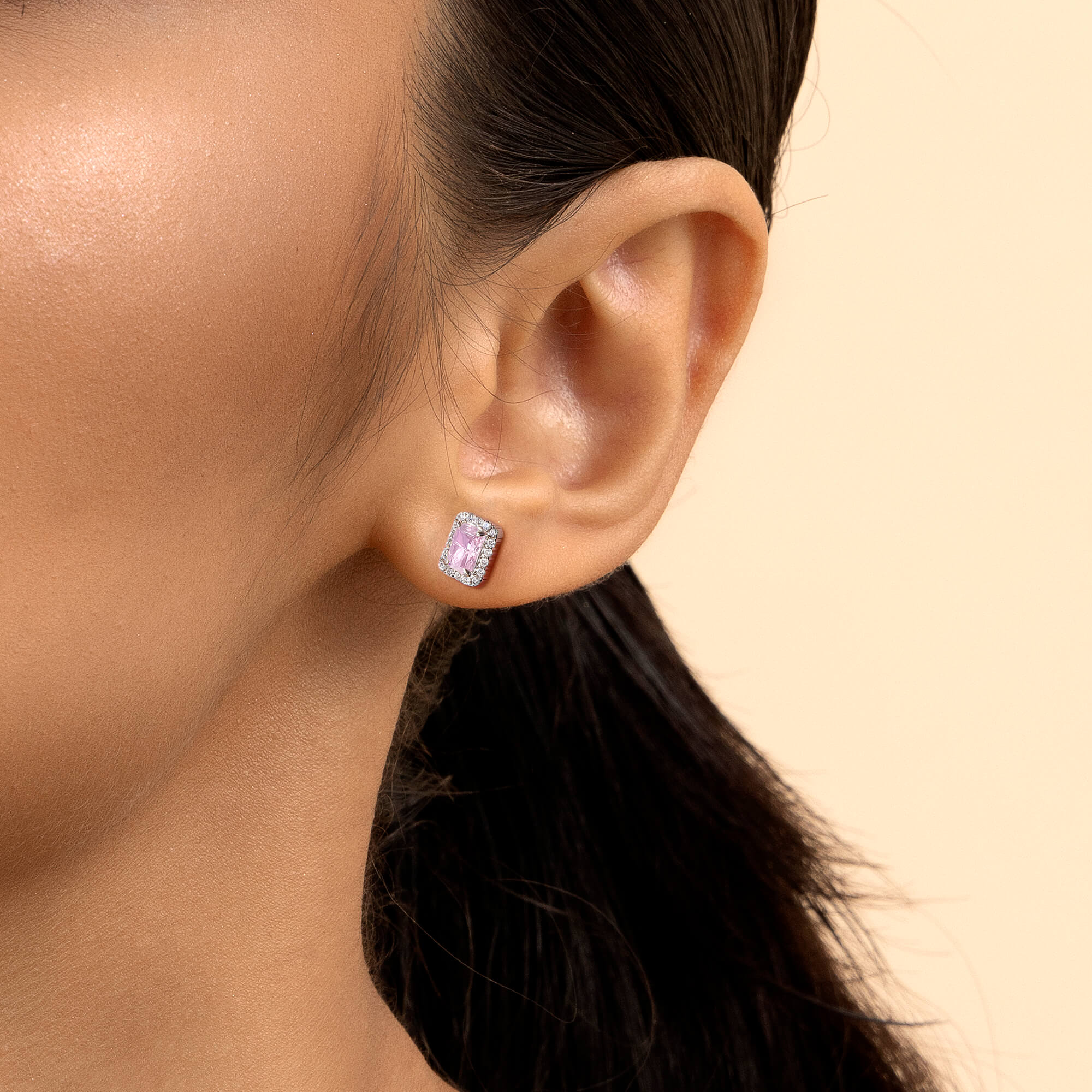 Crushed Ice Emerald Cut Stud Earrings - Pair - Image 8