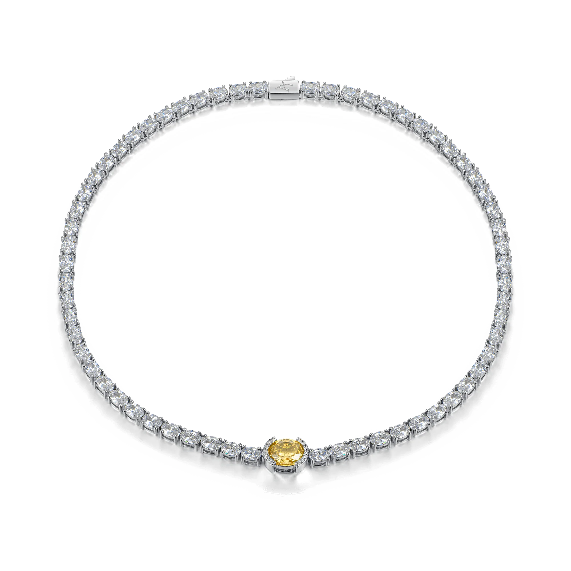 Crushed Ice Oval Tennis Necklace - Fancy Yellow - Image 5