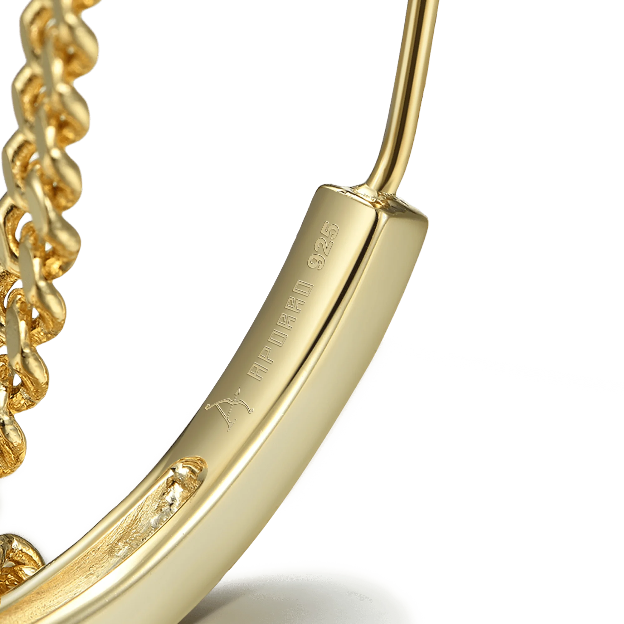 S925 Cuban Link Mix One Row Hoop Earring - Single - Image 4