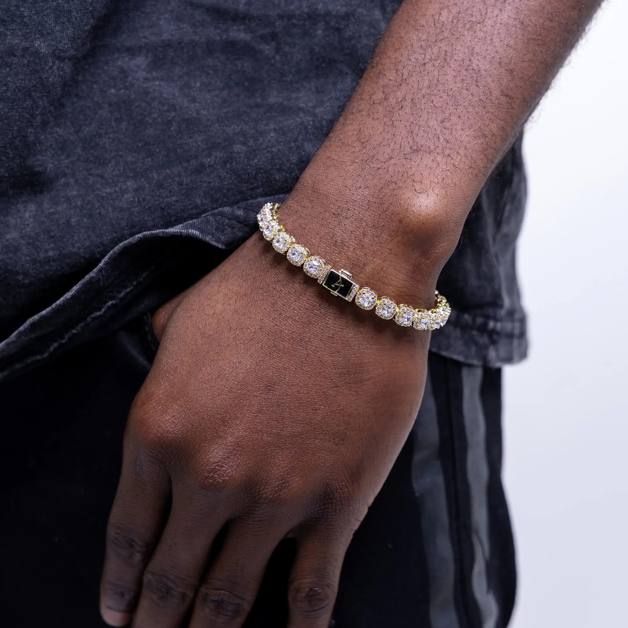 Cushion-Cut Clustered Tennis Bracelet - 7mm - Image 8
