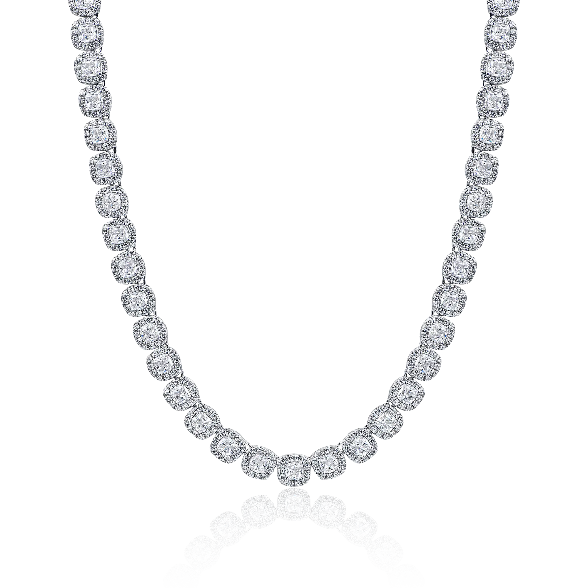 Cushion Cut Clustered Tennis Chain - 7mm