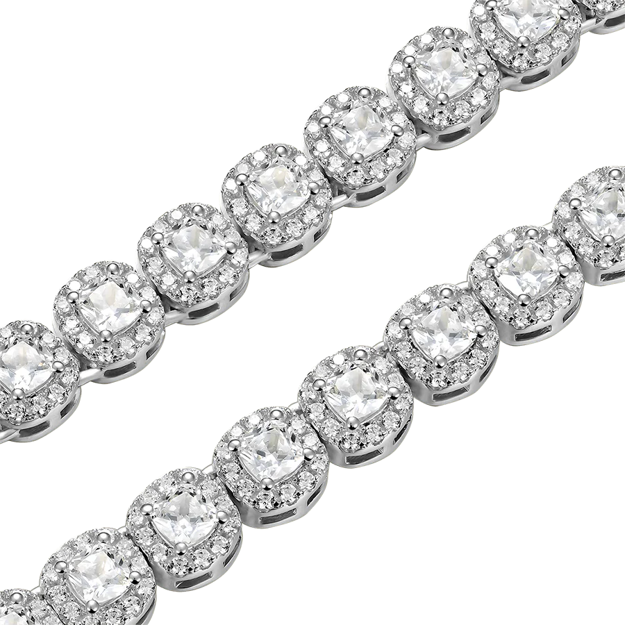 Cushion Cut Clustered Tennis Chain - 7mm - Image 3