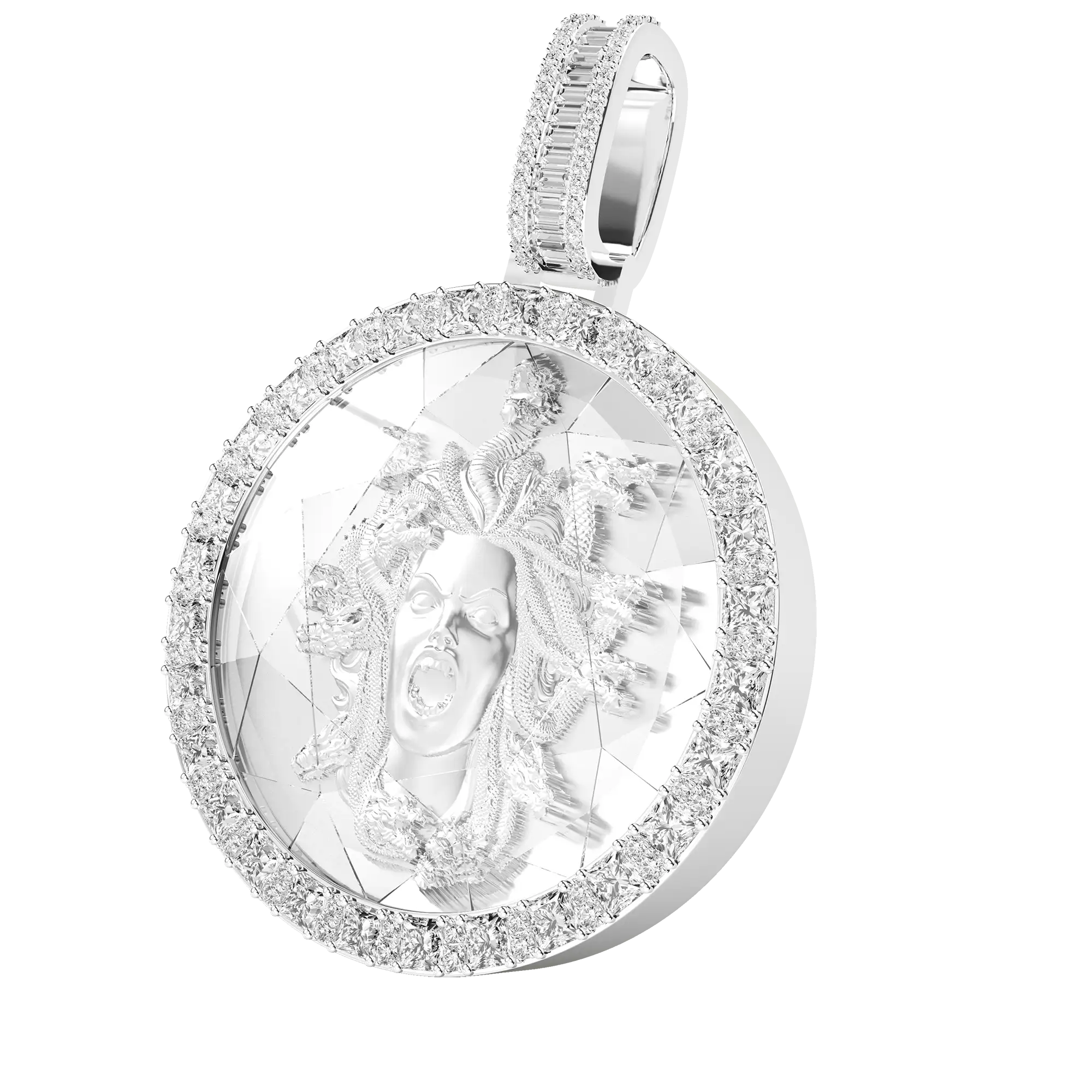Custom 3D Crystal Round Medusa Engraving Pendant - Image 3