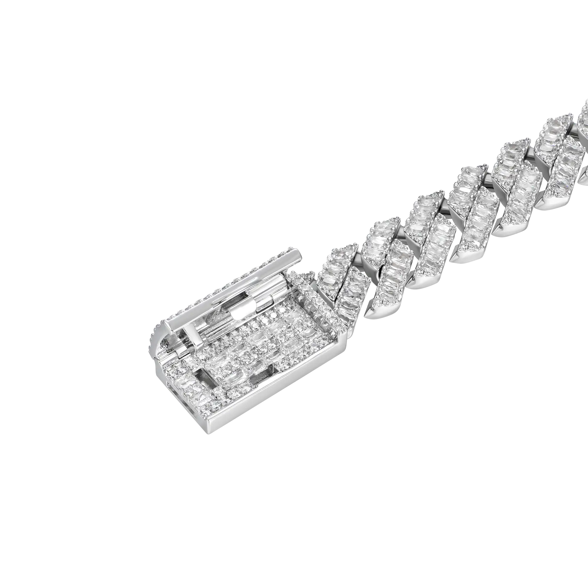 Custom Emerald Cut Prong Cuban Link Name Necklace Chain - Yellow Gold - Image 2