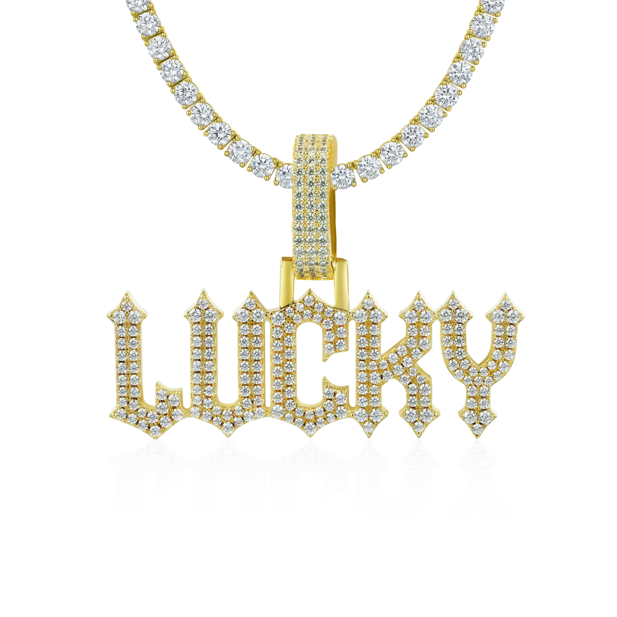 Custom Moissanite Gothic Name Pendant