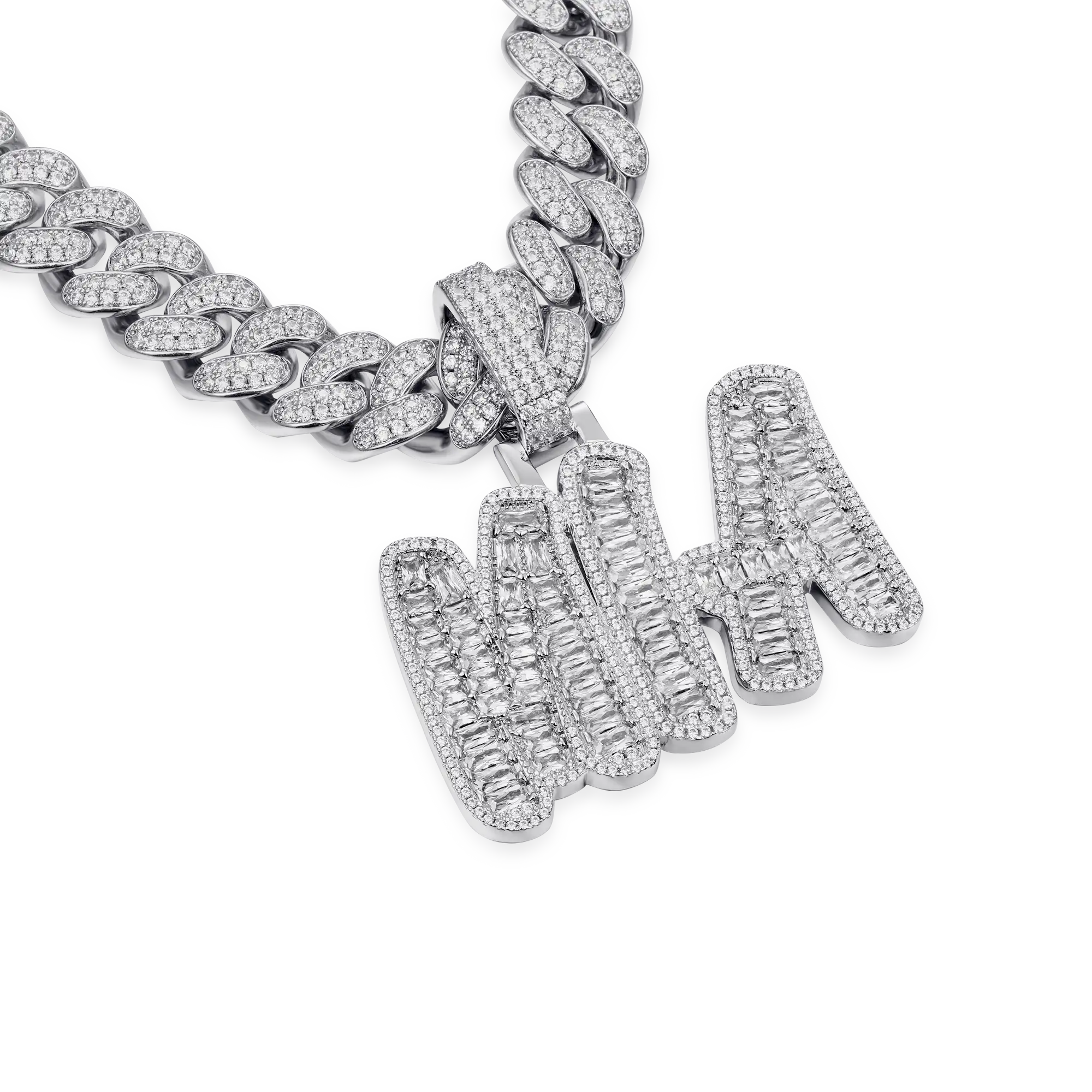 Custom Emerald Cut Romantic Font Pendant - Image 3