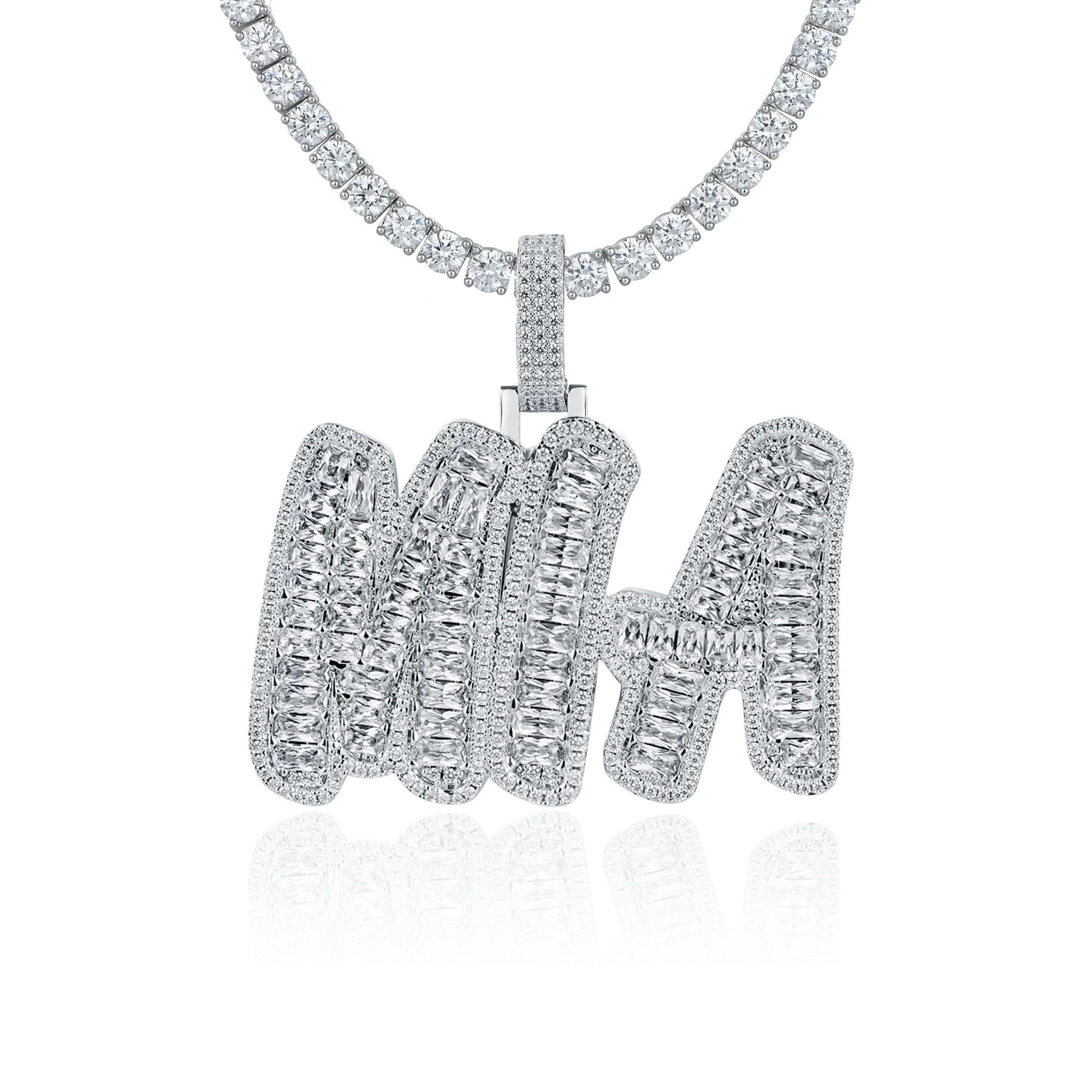 Custom Emerald Cut Romantic Font Pendant - Image 8
