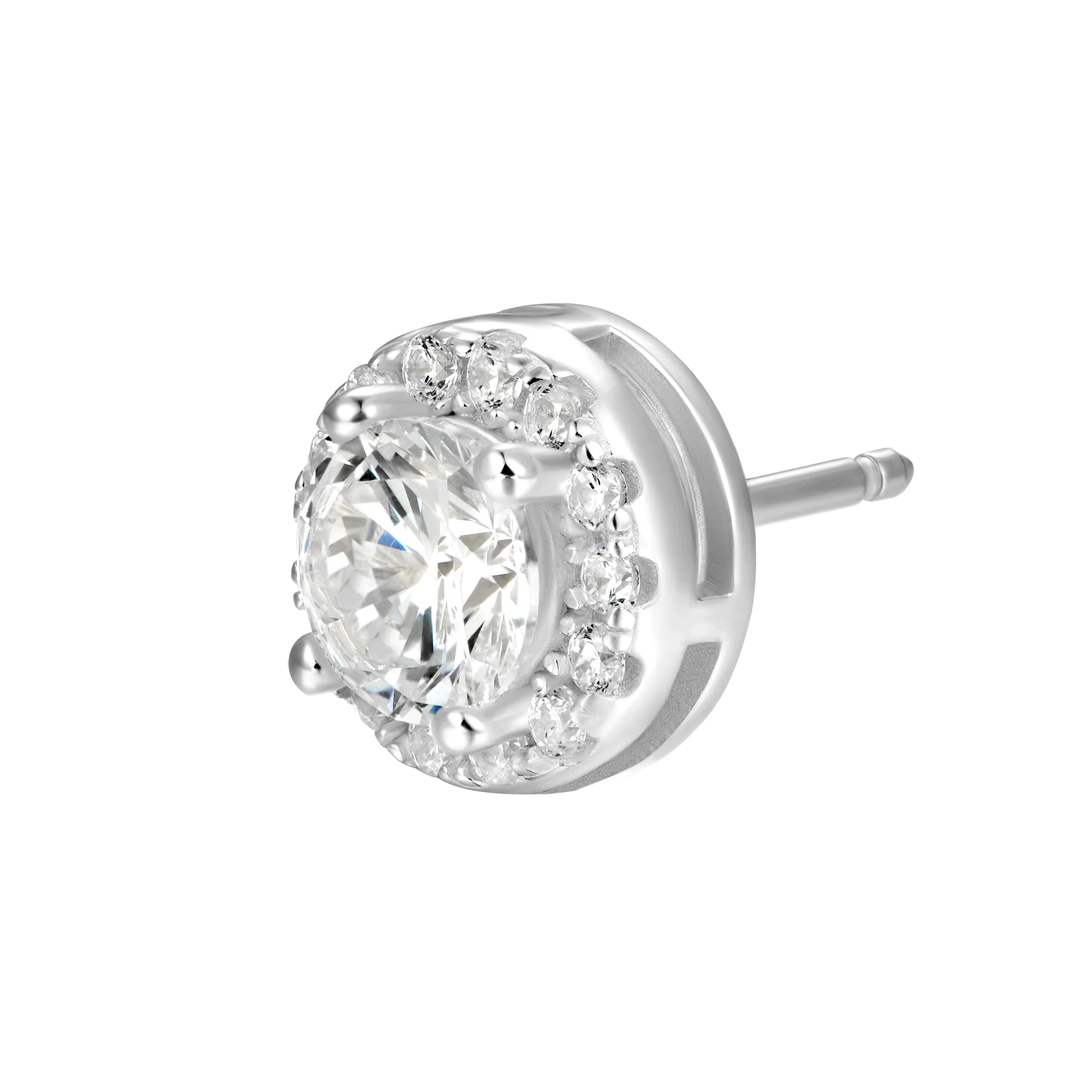 Custom Halo Moissanite Stud Earring - Image 16